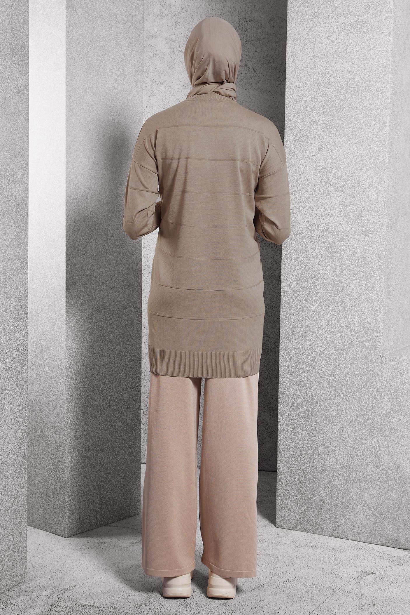 Tesettür giyim BEJ DÜZ TRİKO TUNİK 44975