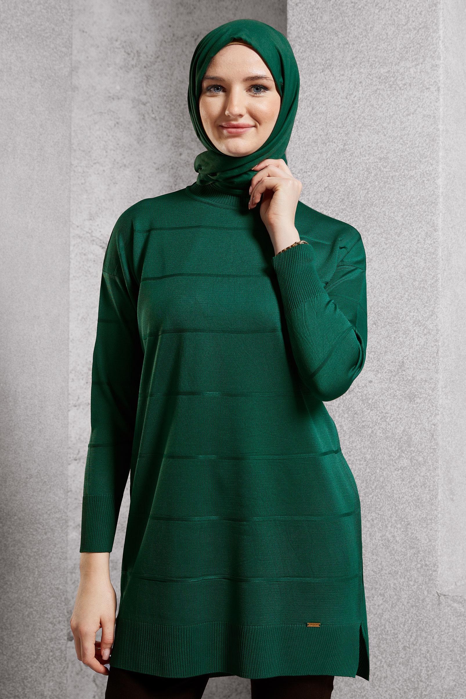 Tesettür giyim MAVİ DÜZ TRİKO TUNİK 44975