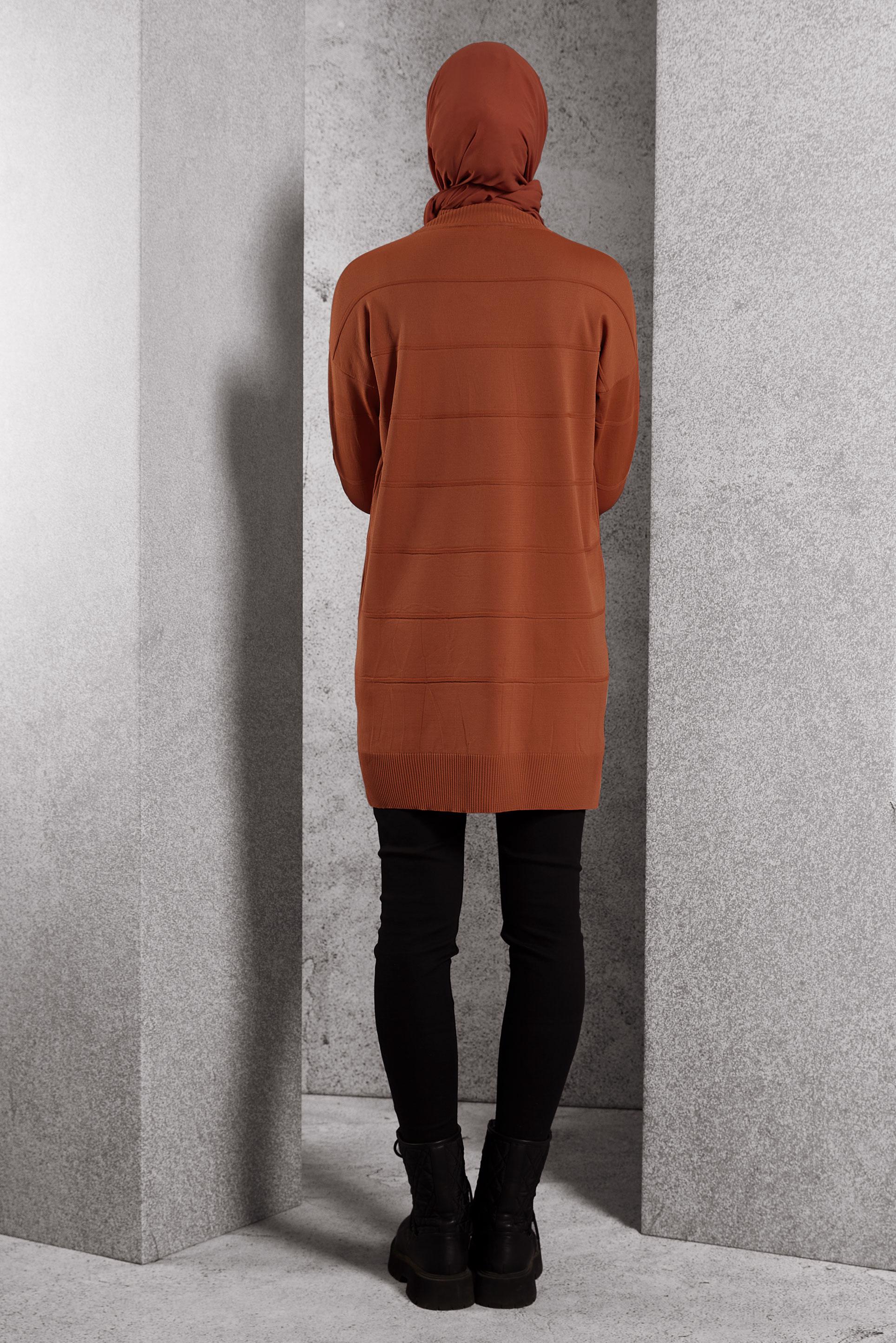 Tesettür giyim TURUNCU DÜZ TRİKO TUNİK 44975