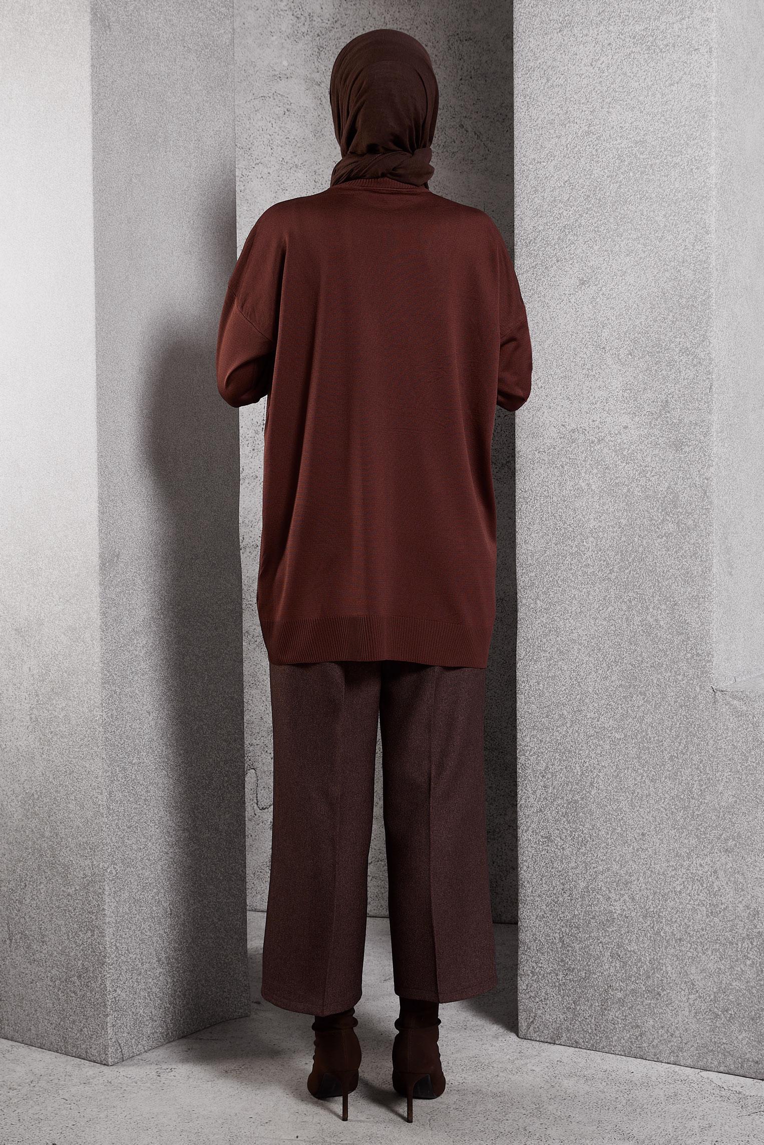 Tesettür giyim KAHVE TRİKO TUNİK 44976