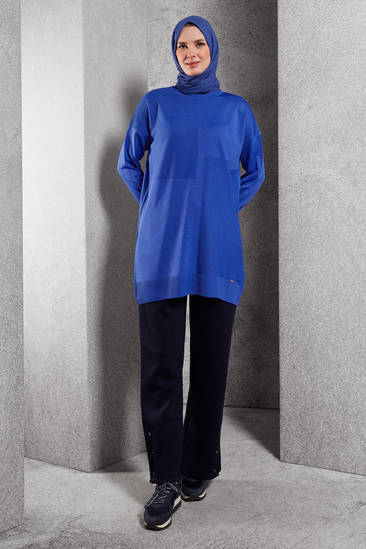 Tesettür giyim LACİVERT TRİKO TUNİK 44976