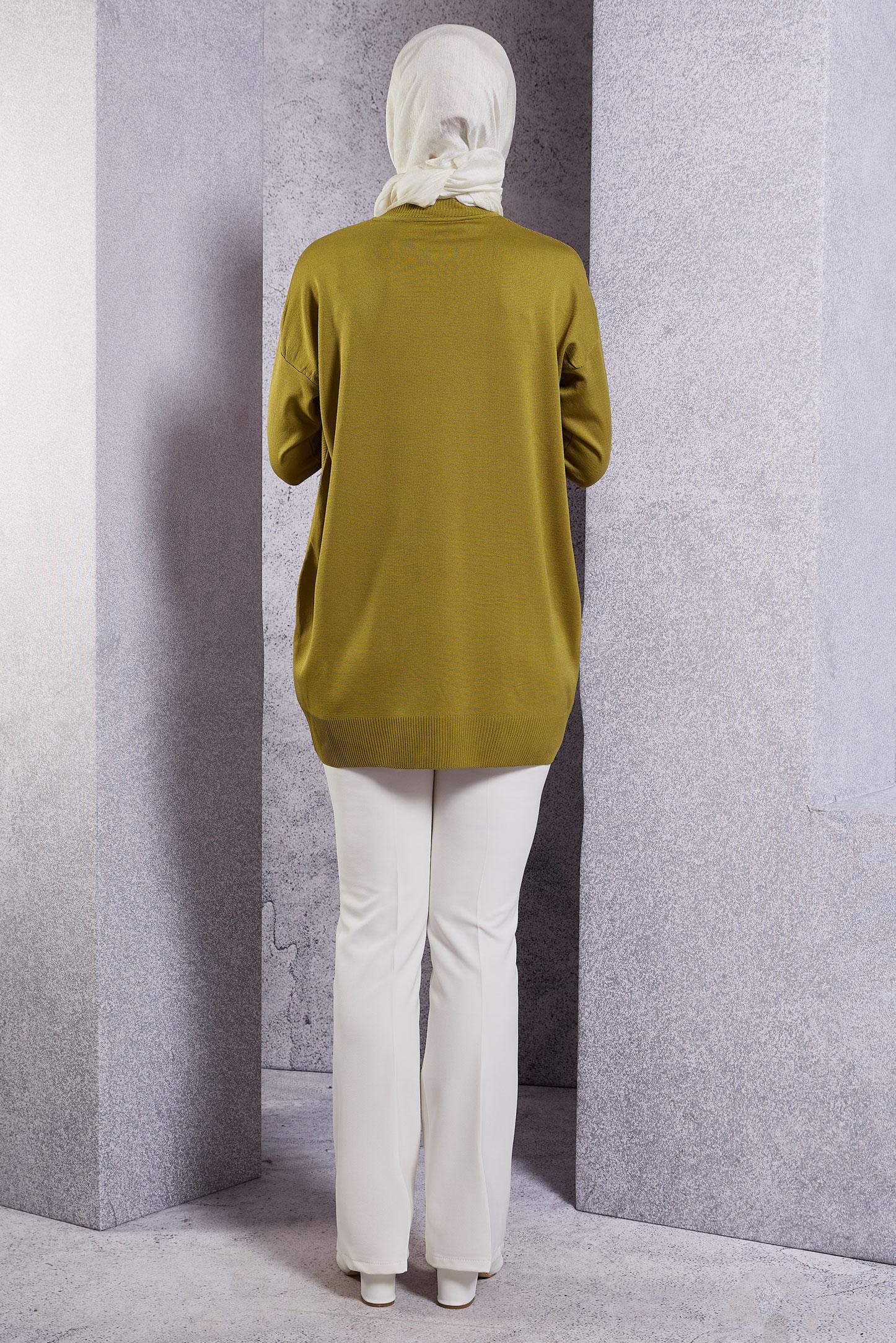 Tesettür giyim YEŞİL TRİKO TUNİK 44976