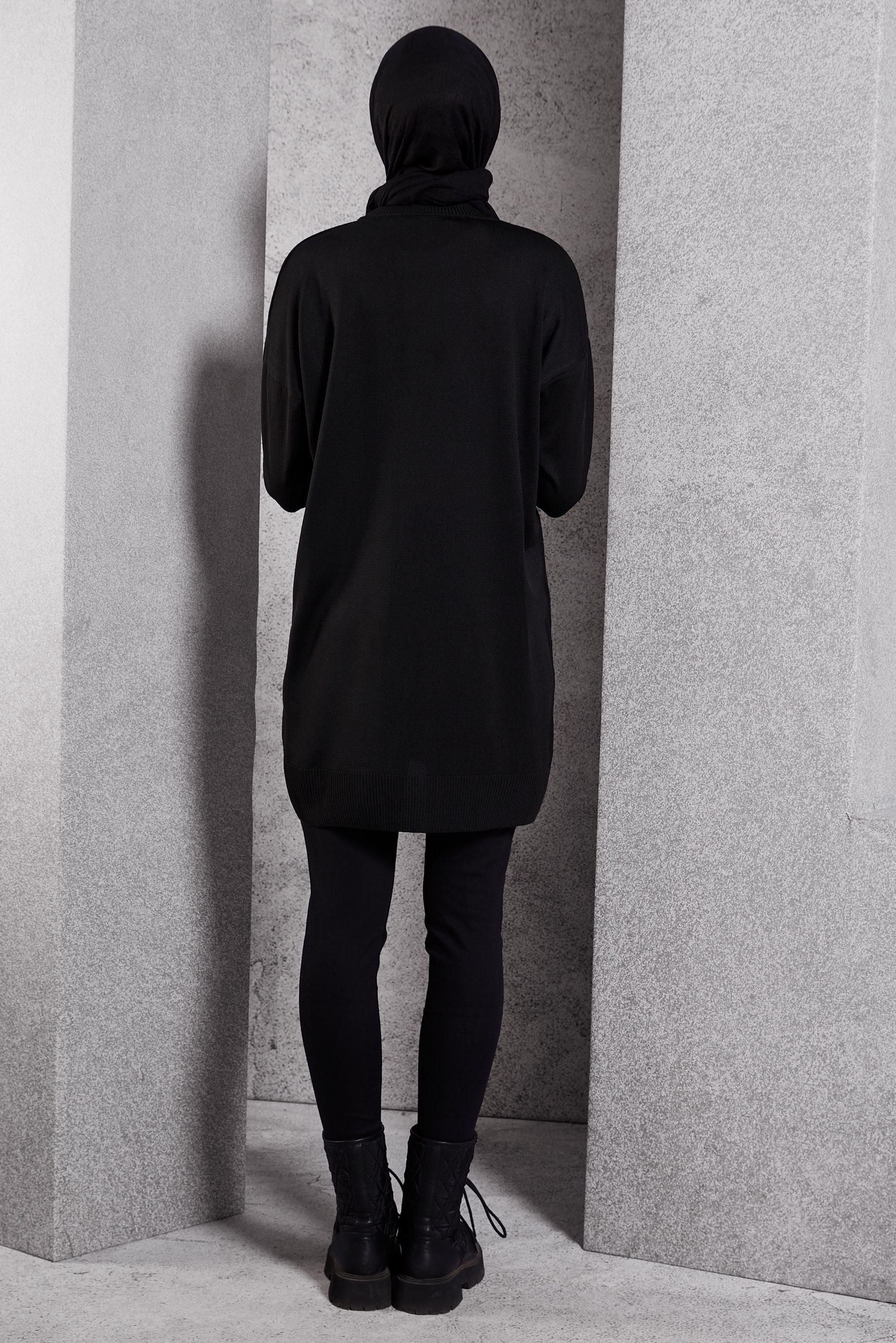 Tesettür giyim SİYAH DÜZ TRİKO TUNİK 44977