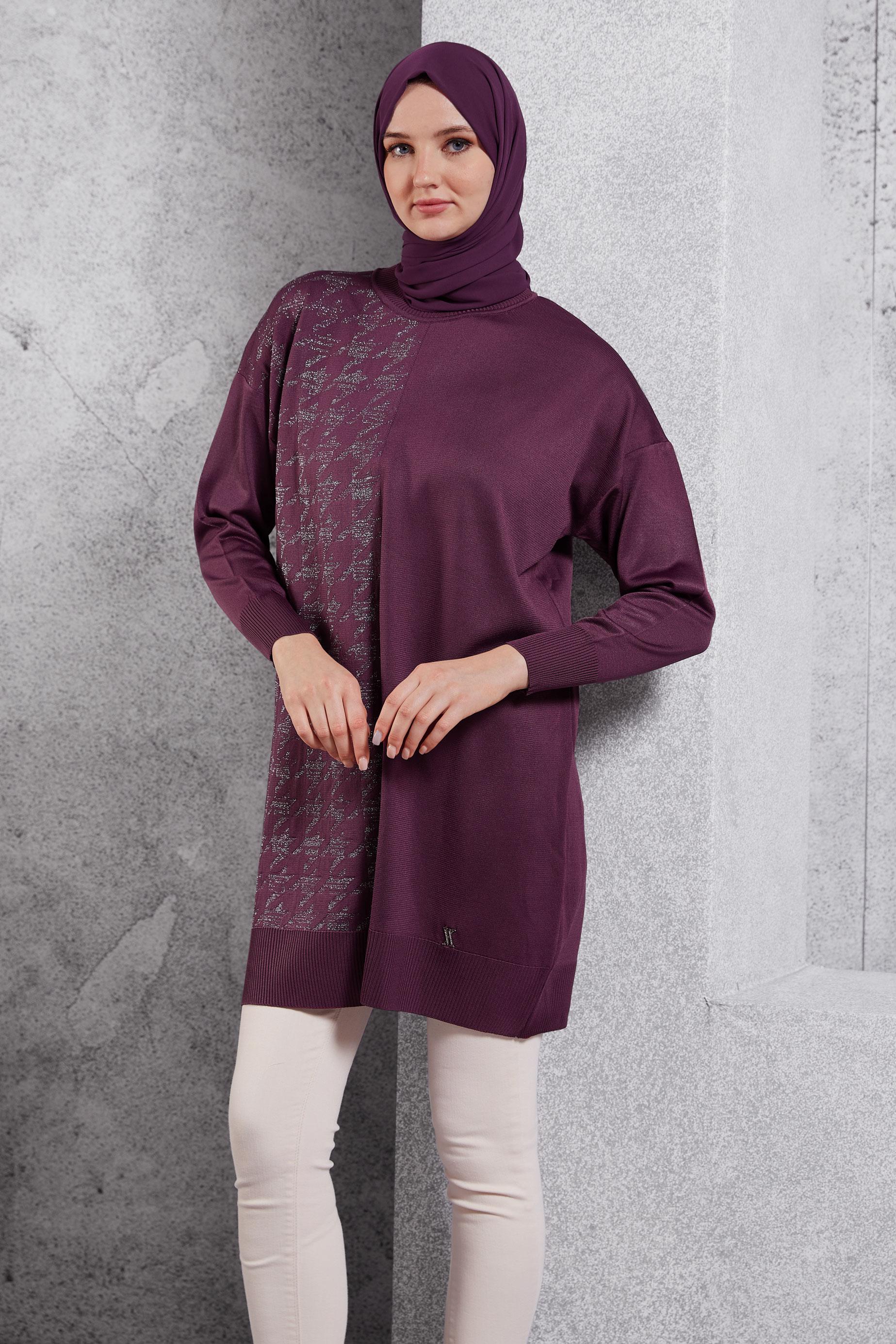 Tesettür giyim MÜRDÜM DÜZ TRİKO TUNİK 44977