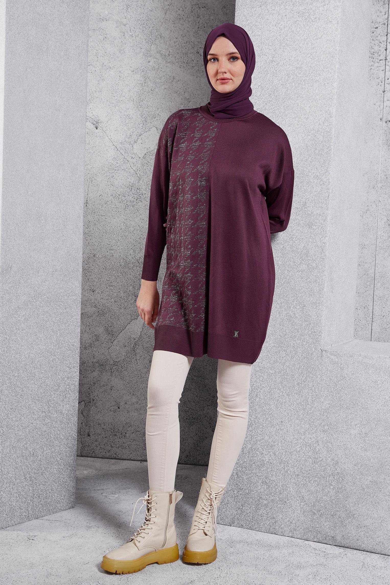 Tesettür giyim MÜRDÜM DÜZ TRİKO TUNİK 44977