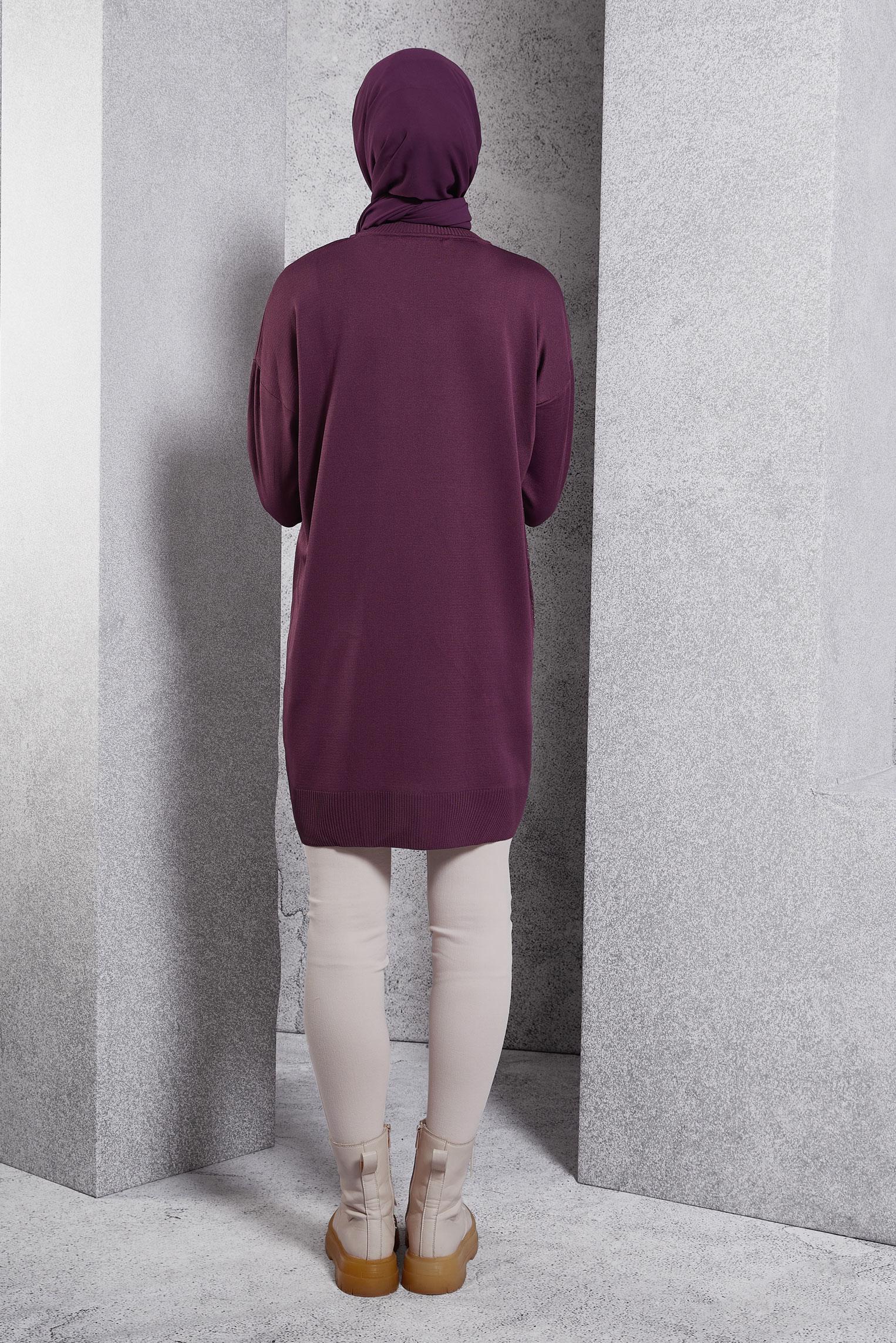 Tesettür giyim MÜRDÜM DÜZ TRİKO TUNİK 44977