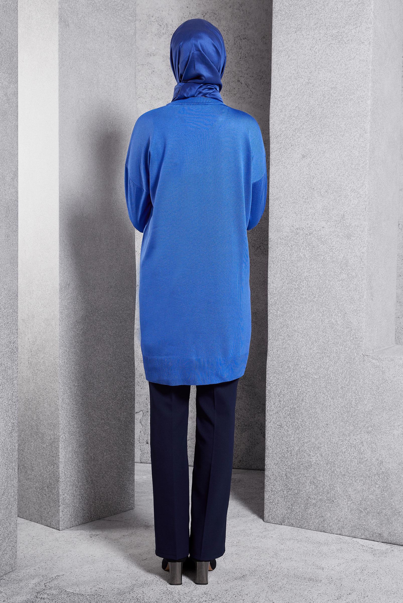 Tesettür giyim LACİVERT DÜZ TRİKO TUNİK 44977