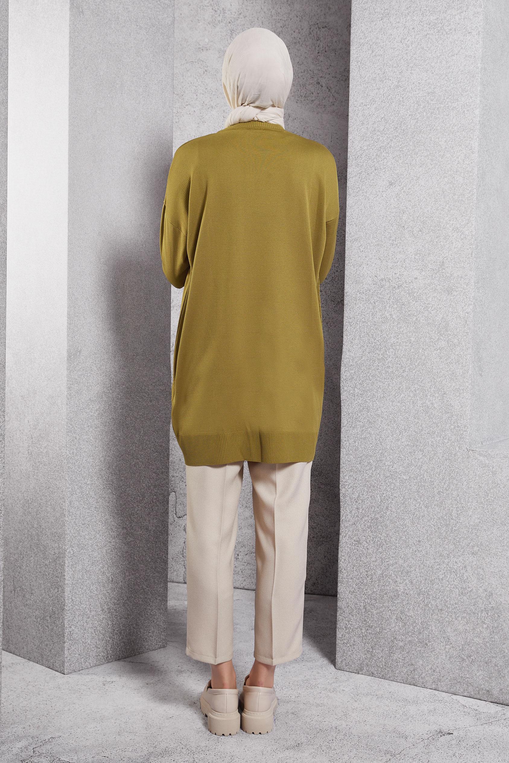 Tesettür giyim YEŞİL DÜZ TRİKO TUNİK 44977