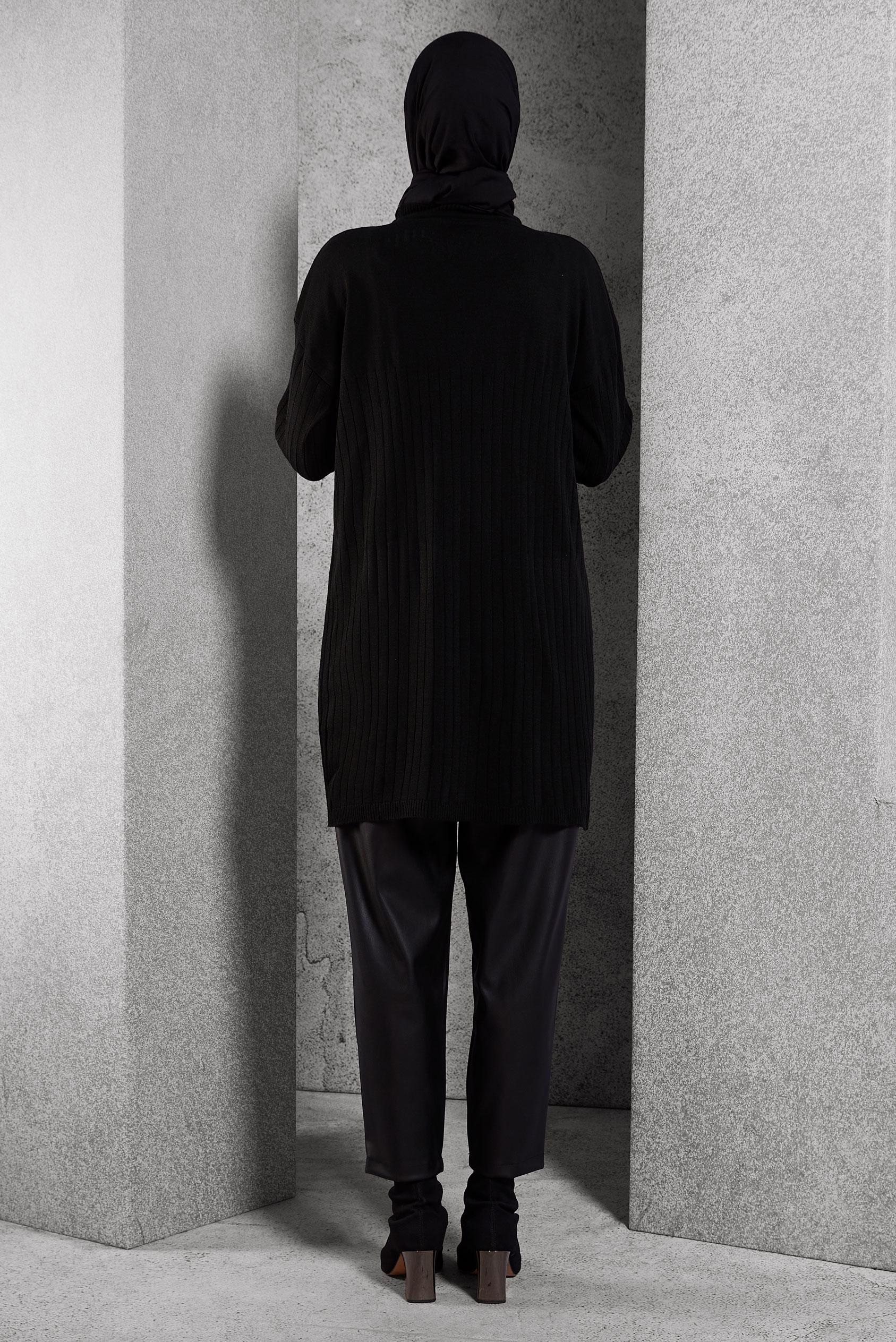 Tesettür giyim SİYAH TRİKO TUNİK 44979