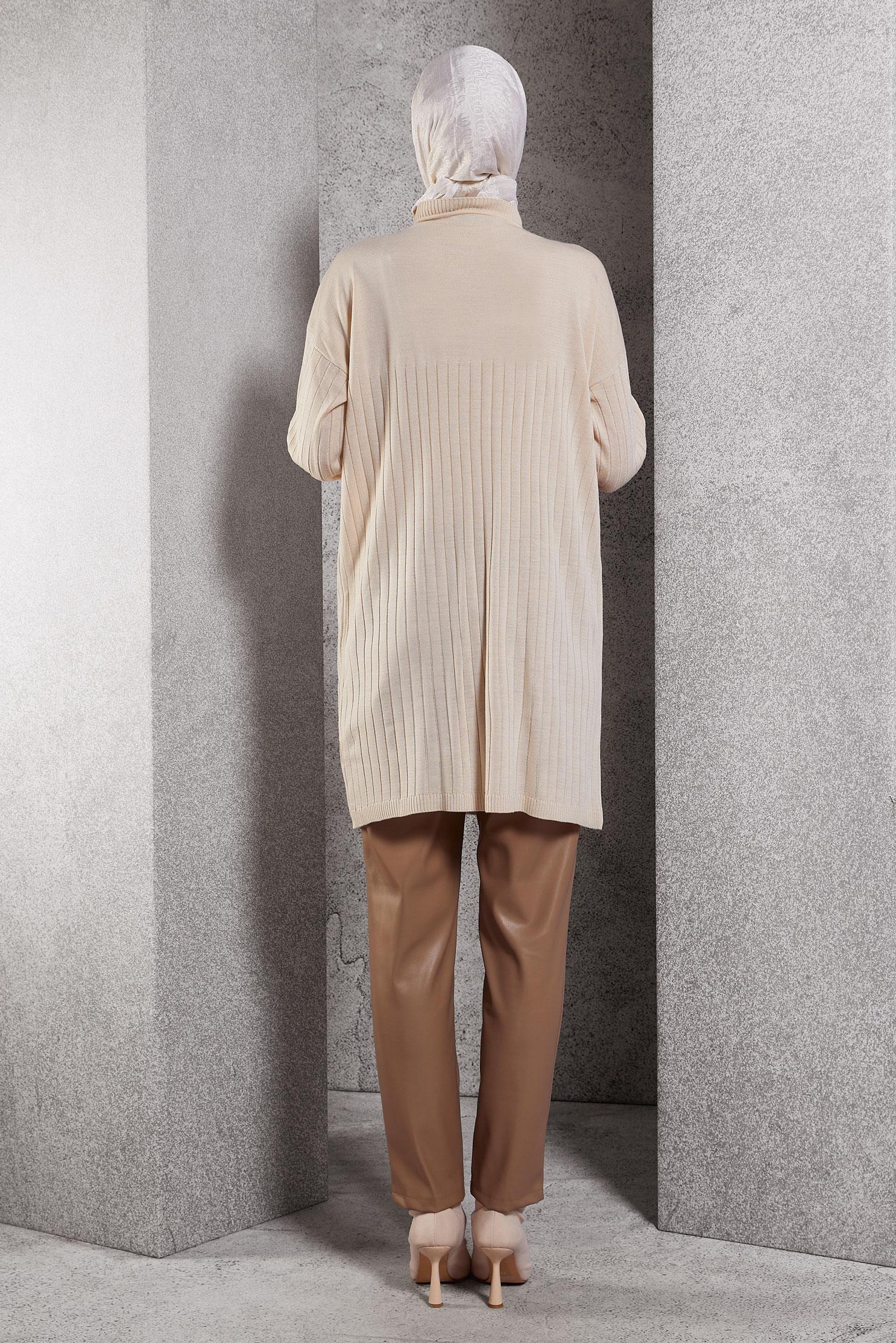 Tesettür giyim BEJ TRİKO TUNİK 44979