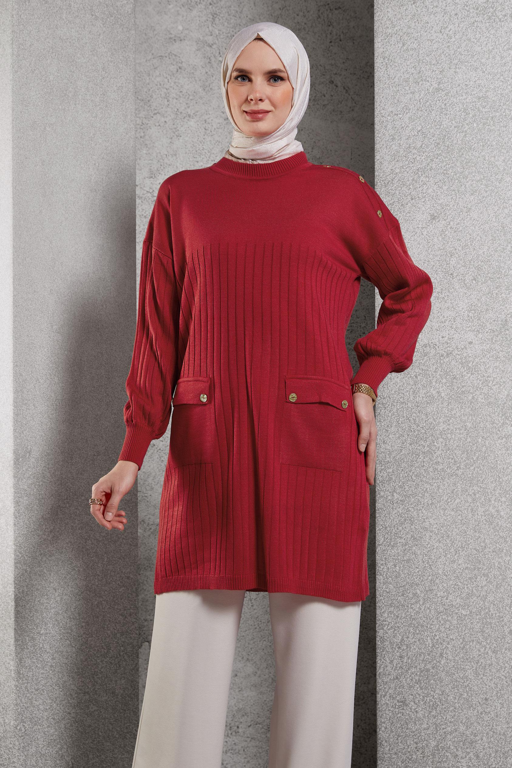 Tesettür giyim MERCAN TRİKO TUNİK 44979