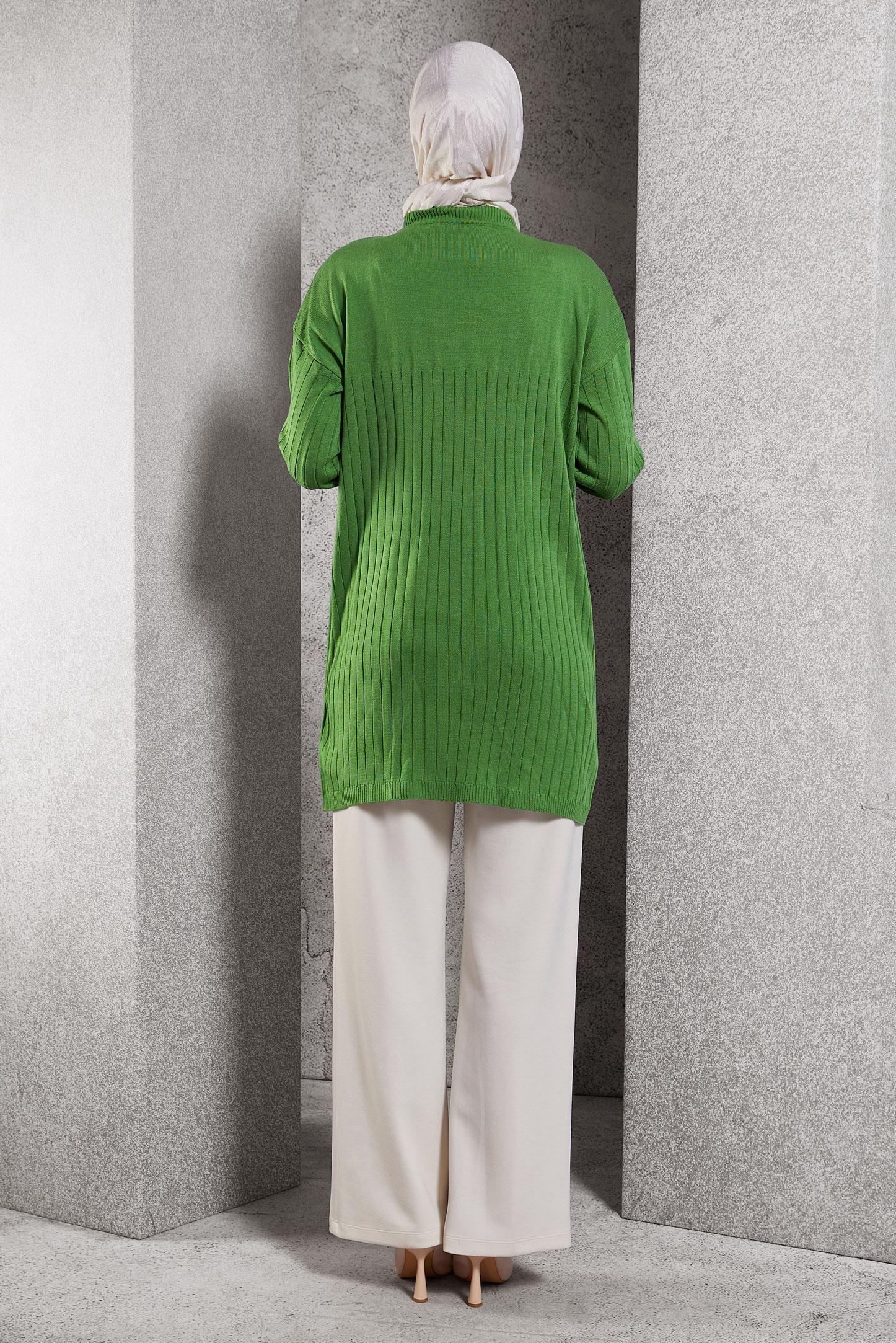 Tesettür giyim YEŞİL TRİKO TUNİK 44979