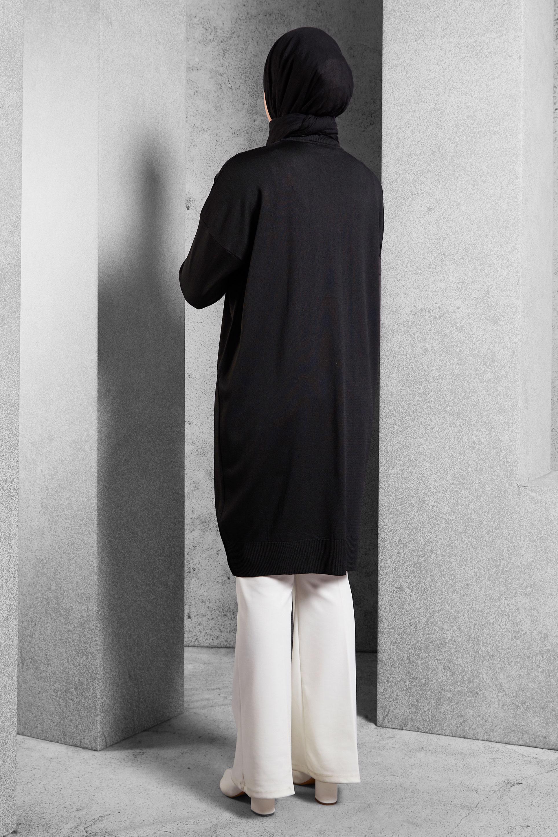 Tesettür giyim SİYAH TRİKO TUNİK 44980