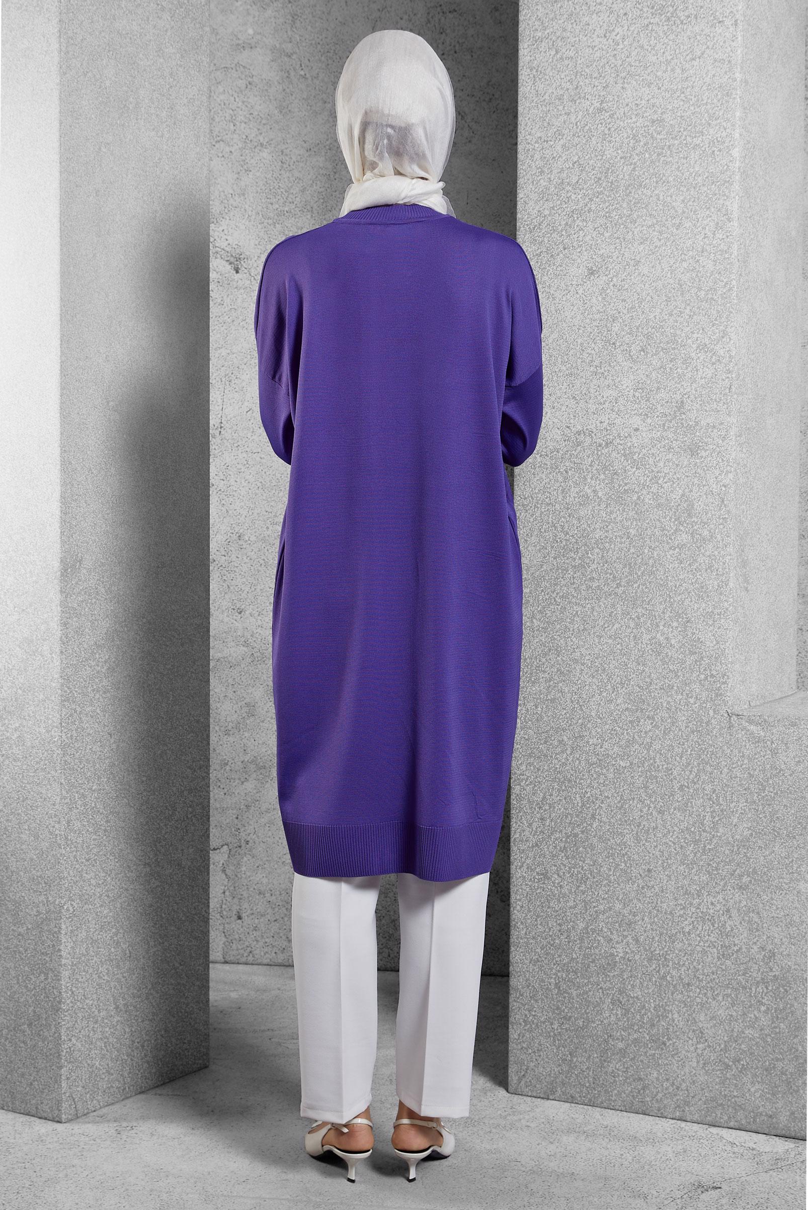 Tesettür giyim MOR TRİKO TUNİK 44980