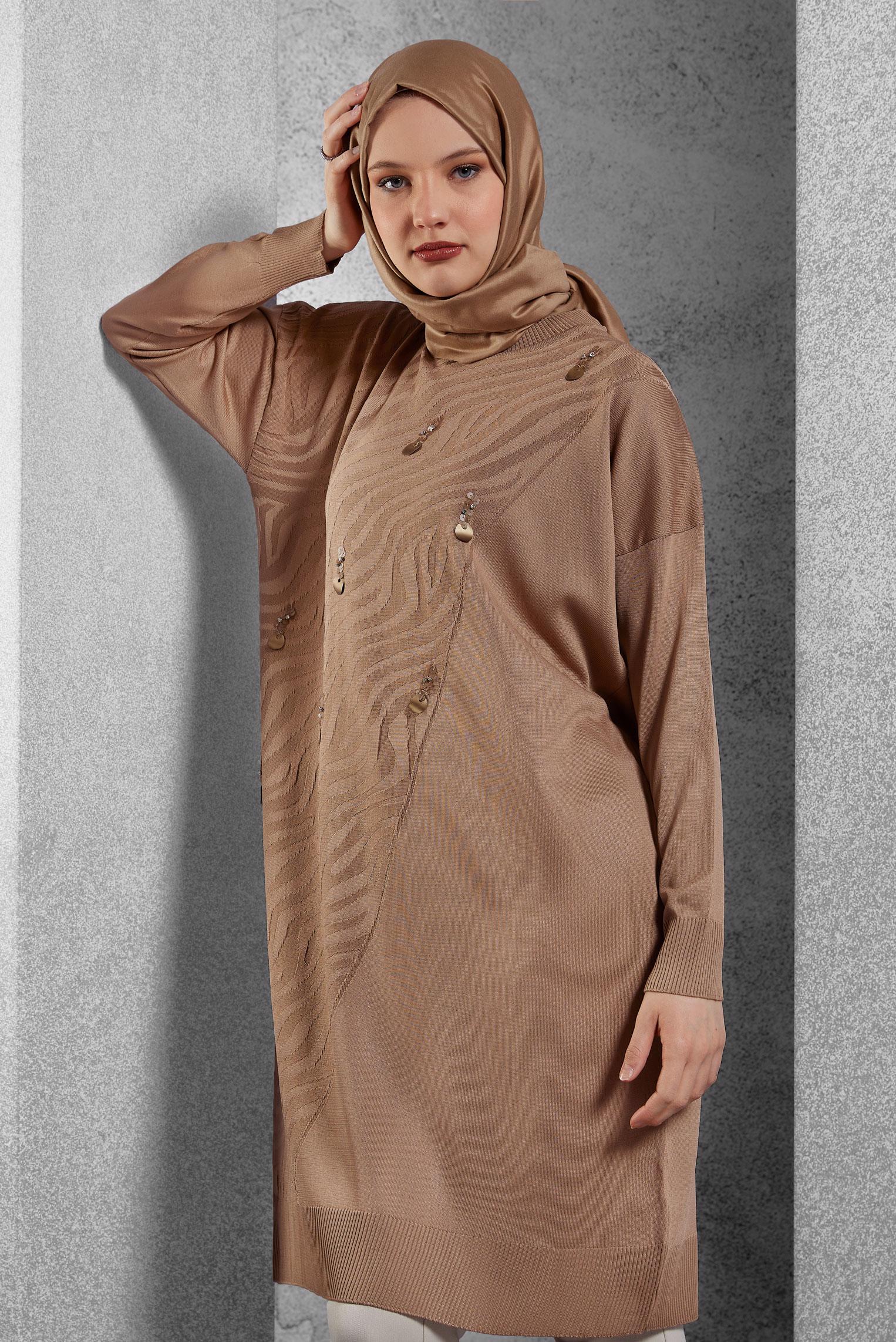 Vêtements hijab BRUN TUNIQUE EN TRICOT 44980