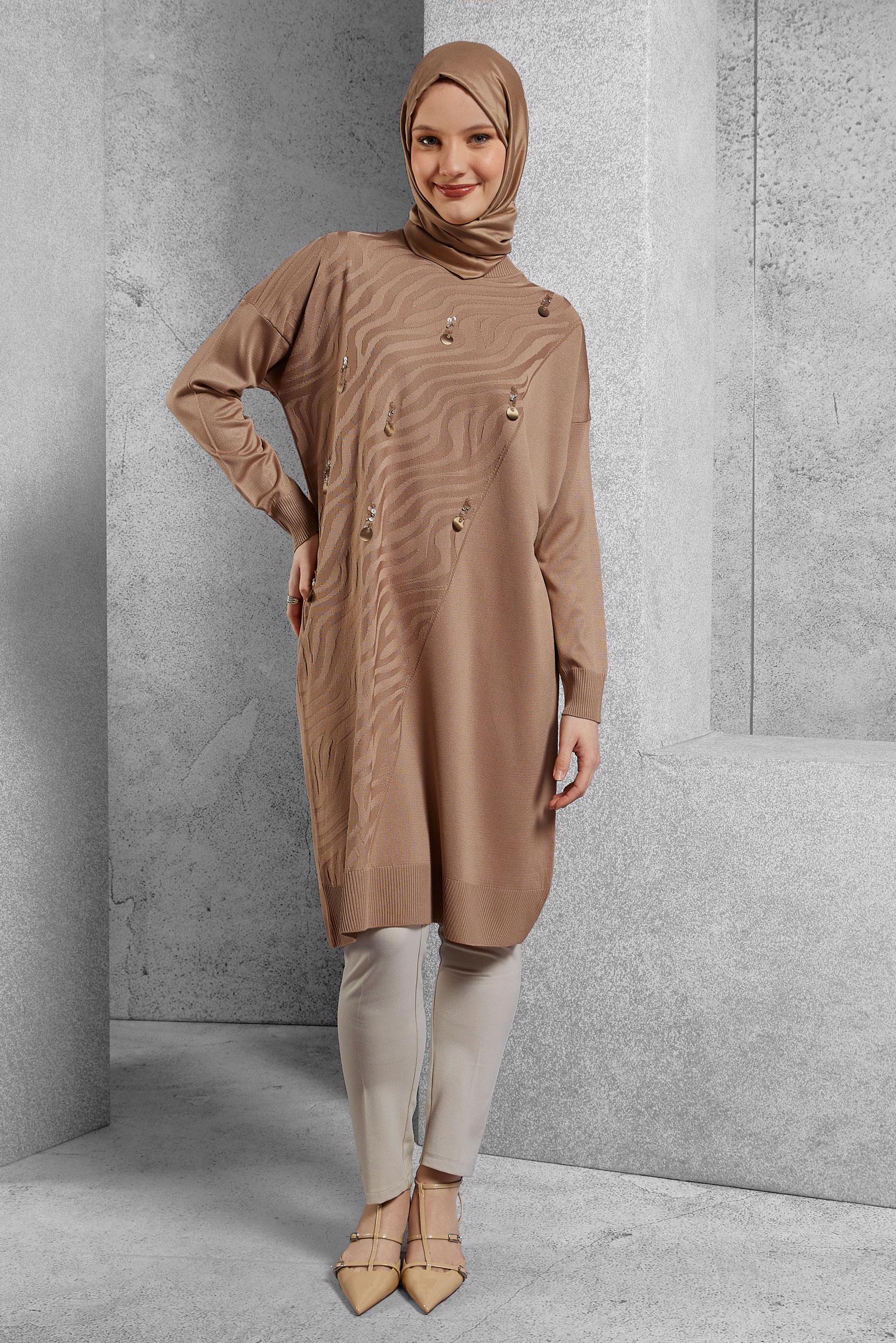 Vêtements hijab BRUN TUNIQUE EN TRICOT 44980