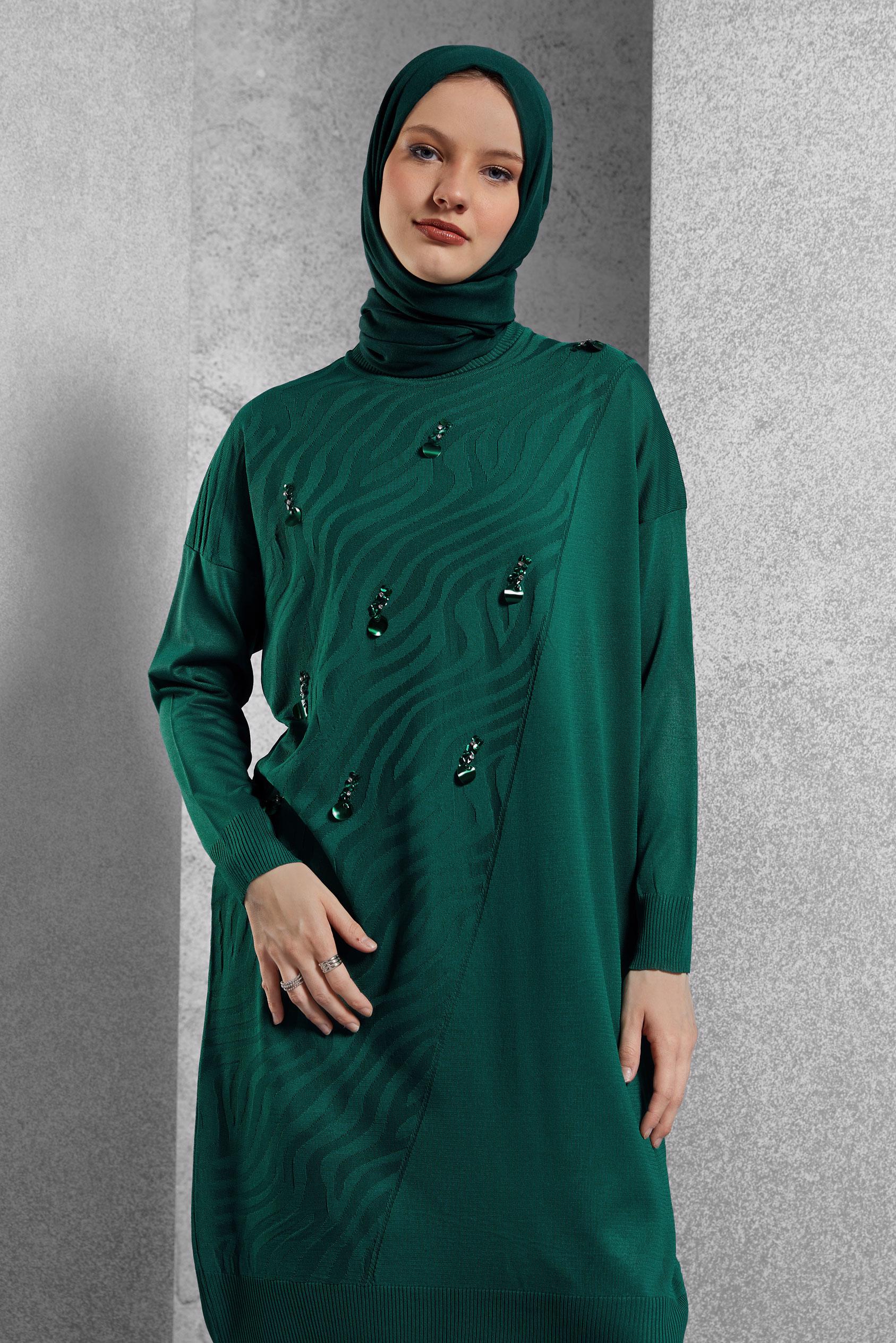 Tesettür giyim MAVİ TRİKO TUNİK 44980