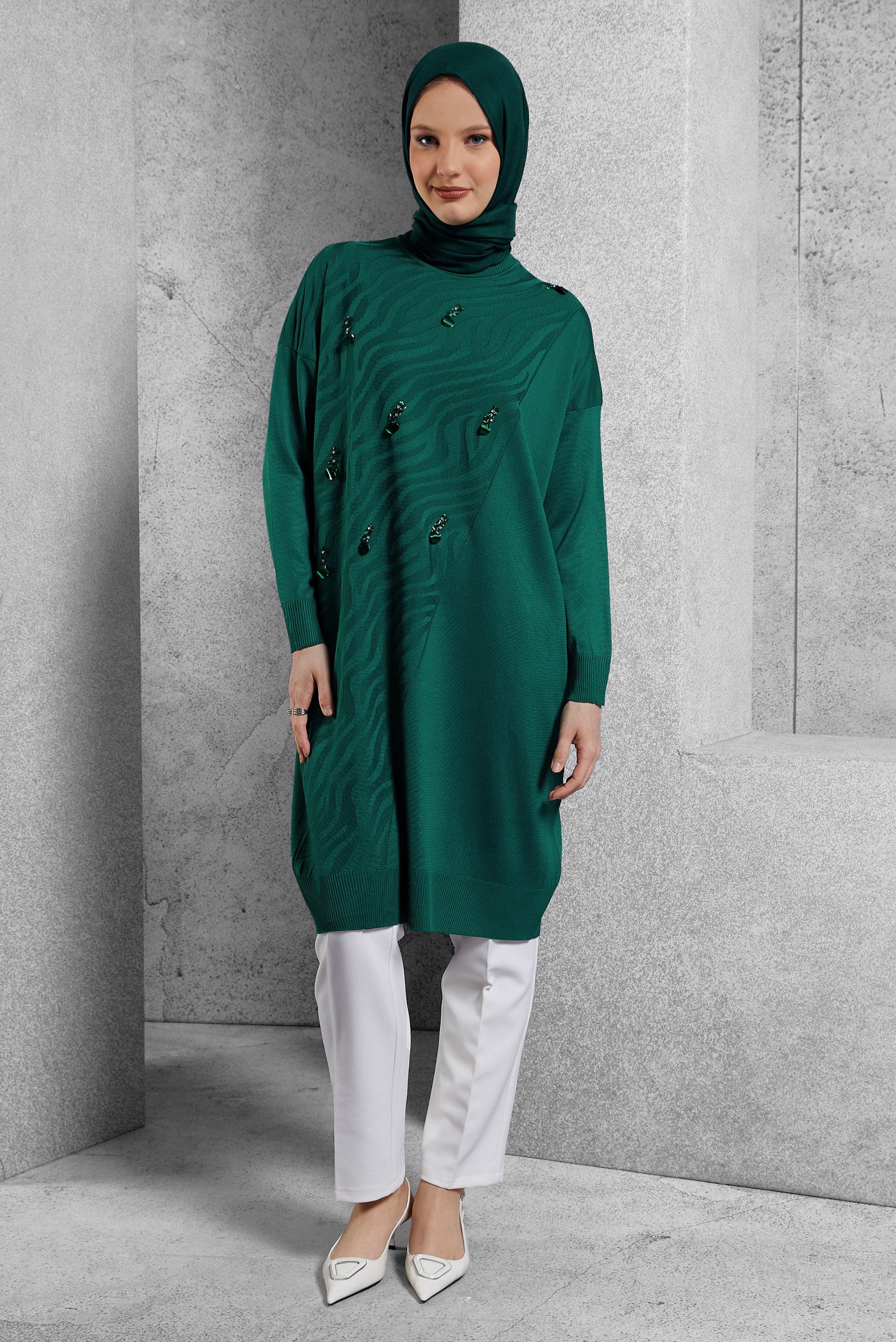 Tesettür giyim MAVİ TRİKO TUNİK 44980