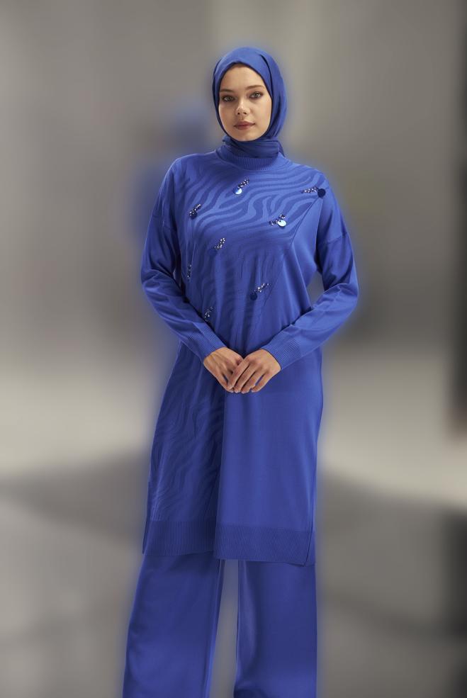 Tesettür giyim LACİVERT TRİKO TUNİK 44980 - ALVİNA