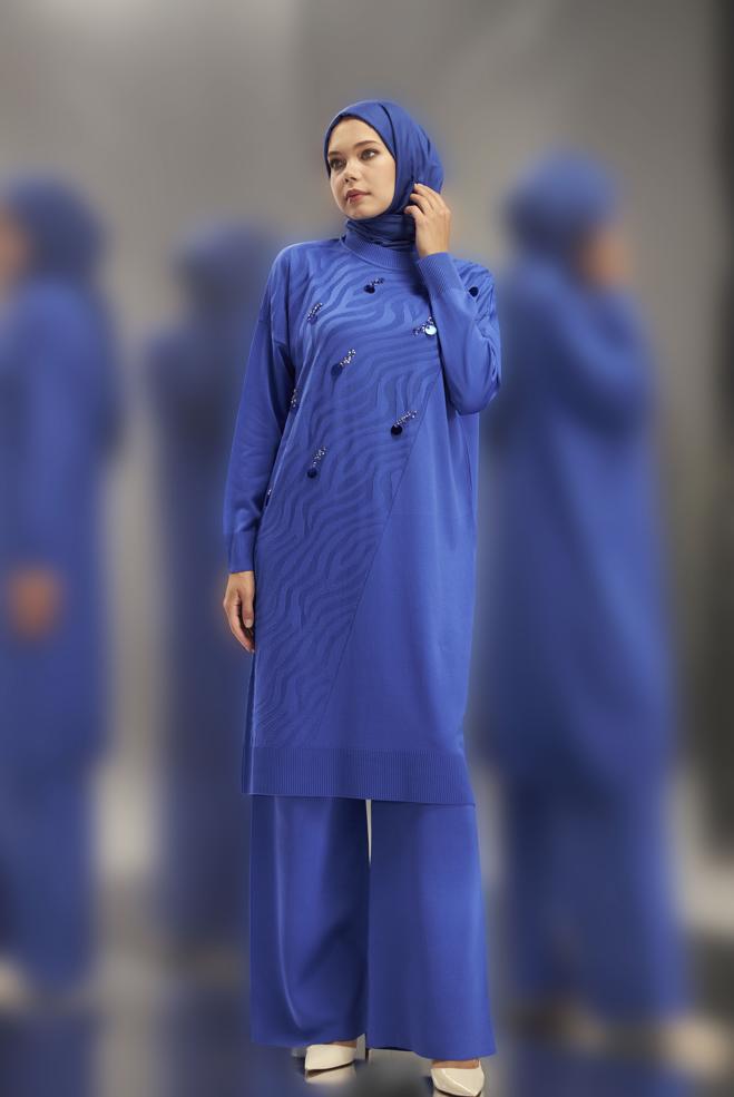 Tesettür giyim LACİVERT TRİKO TUNİK 44980 - ALVİNA