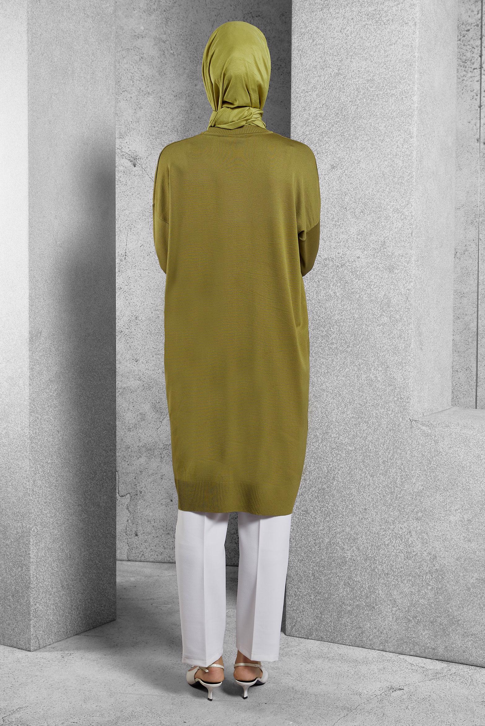 Tesettür giyim YEŞİL TRİKO TUNİK 44980