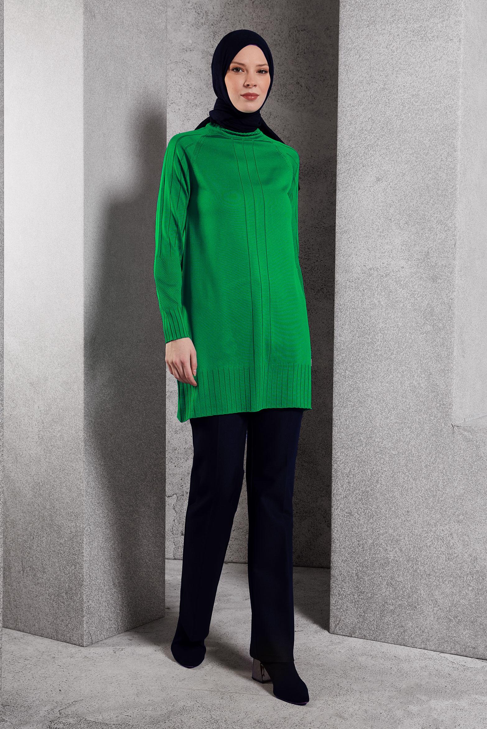 Vêtements hijab VERT TUNIQUE EN TRICOT MODESTE 44982