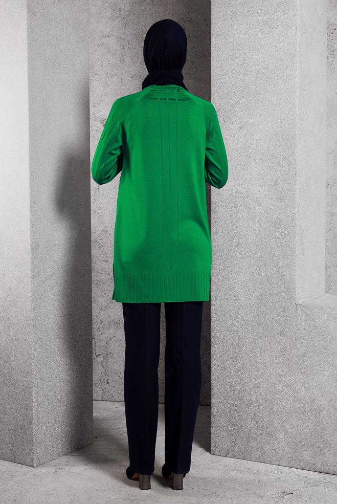 Vêtements hijab VERT TUNIQUE EN TRICOT MODESTE 44982 - ALVİNA