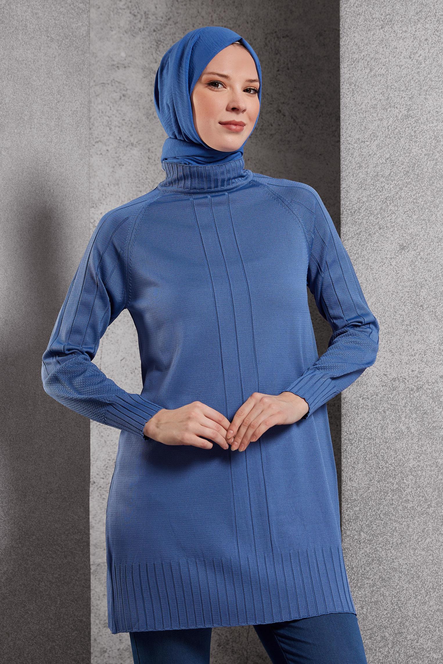 Tesettür giyim LACİVERT TESETTÜR TRİKO TUNİK 44982