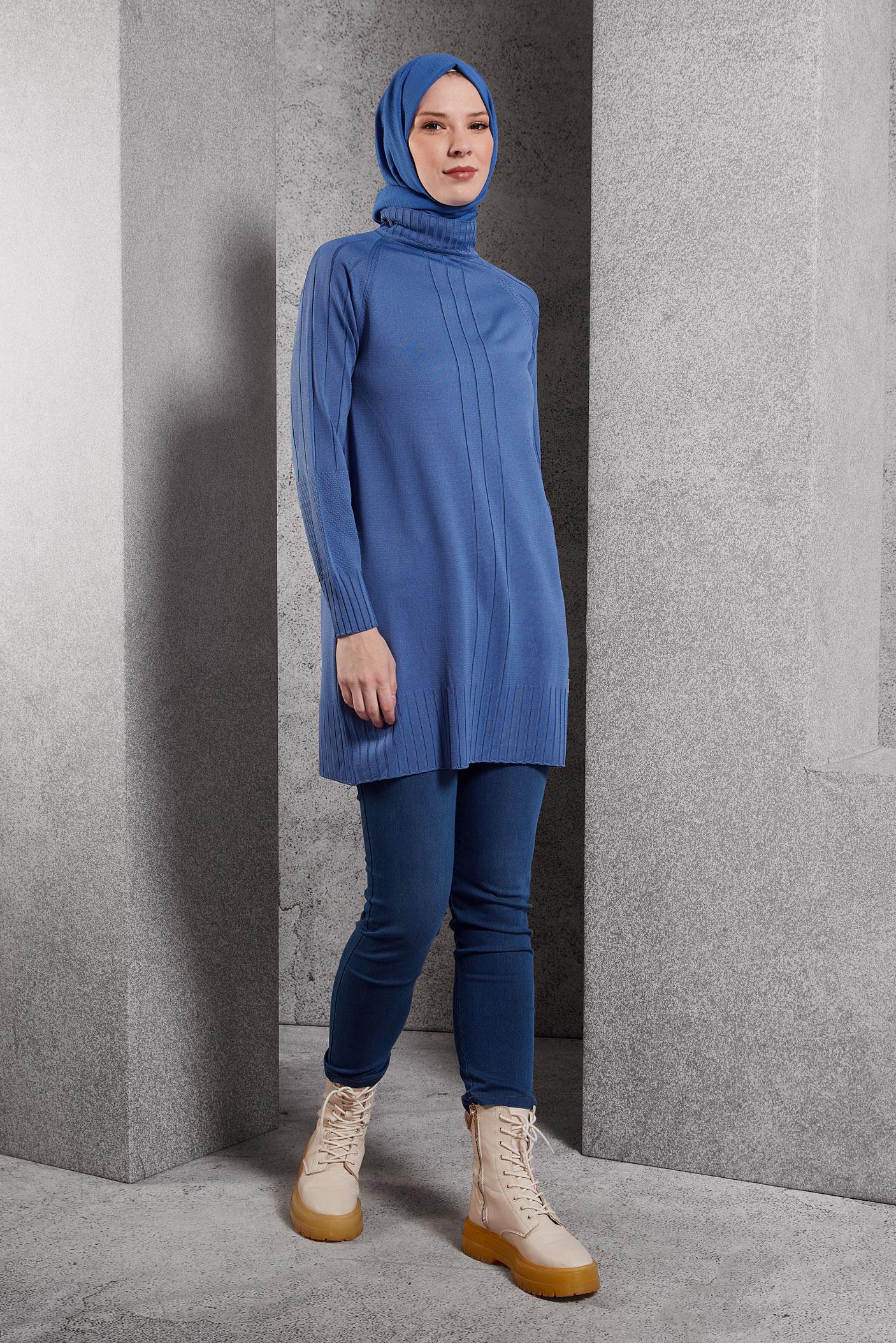 Tesettür giyim LACİVERT TESETTÜR TRİKO TUNİK 44982