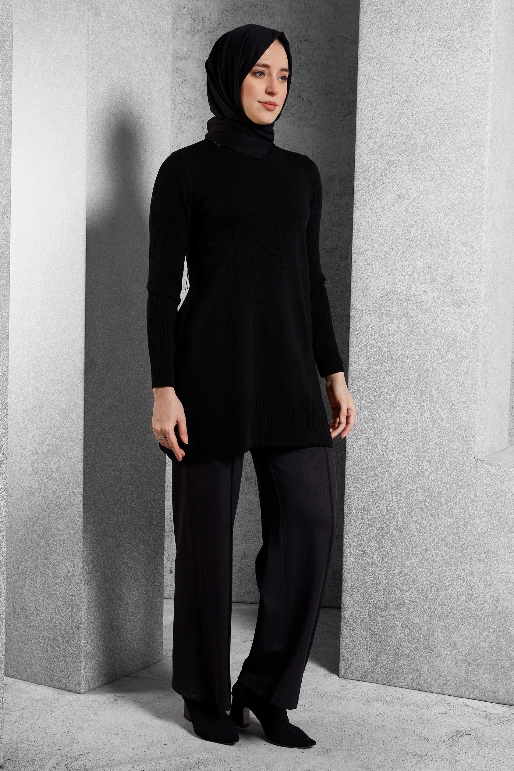 Hijab clothing BLACK KNITWEAR TUNIC 44984