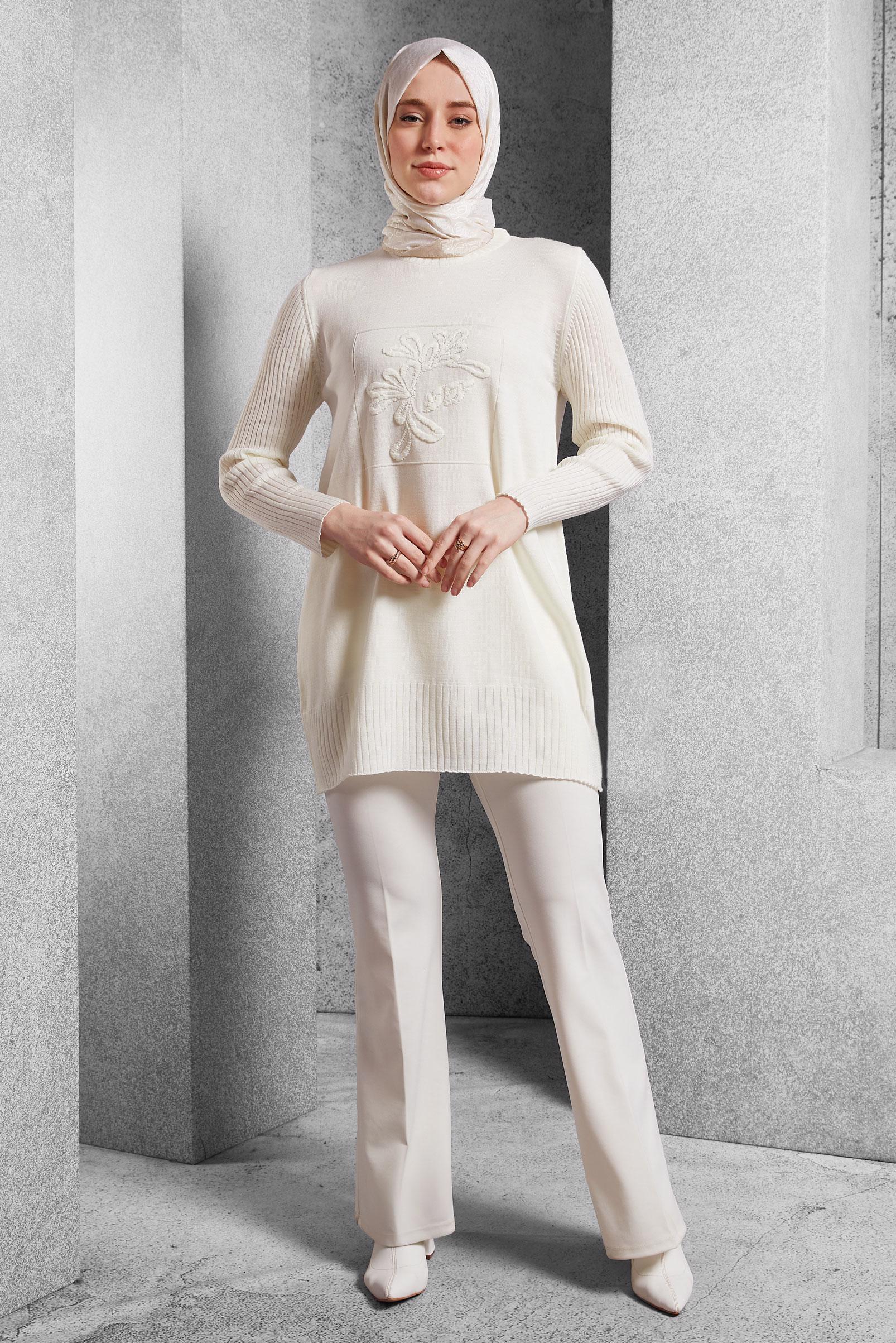 Vêtements hijab BLANC TUNIQUE EN TRICOT 44984