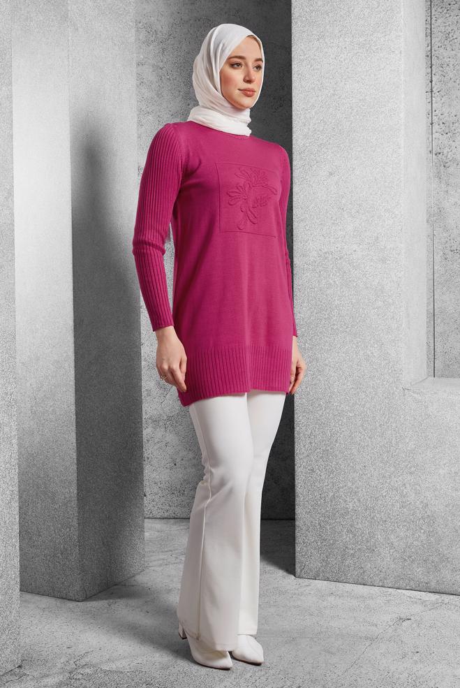 Hijab clothing FUCHSIA KNITWEAR TUNIC 44984 - ALVİNA