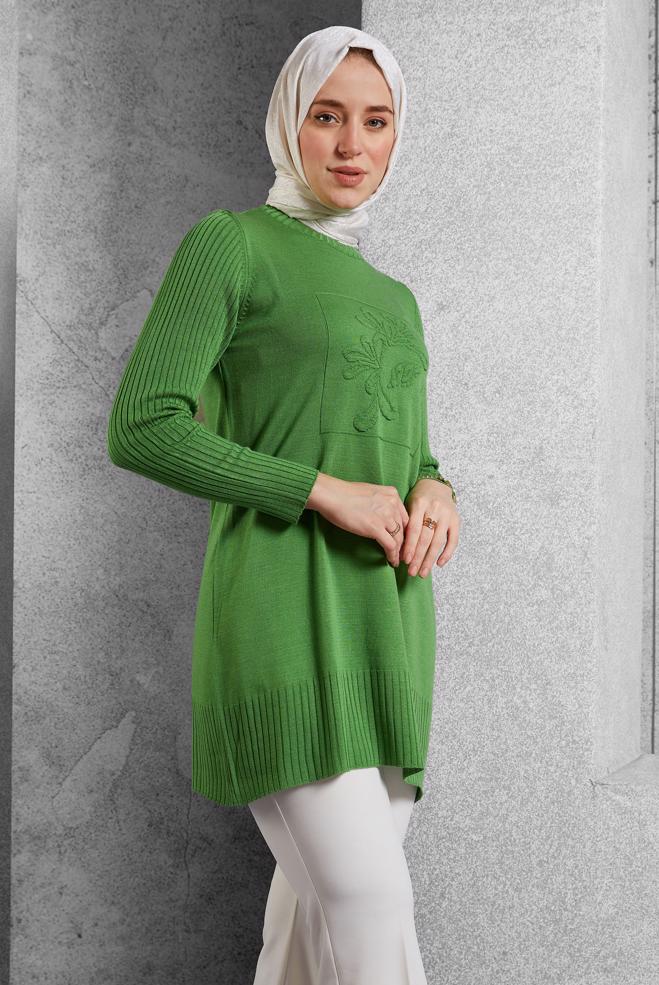 Hijab clothing GREEN KNITWEAR TUNIC 44984 - ALVİNA