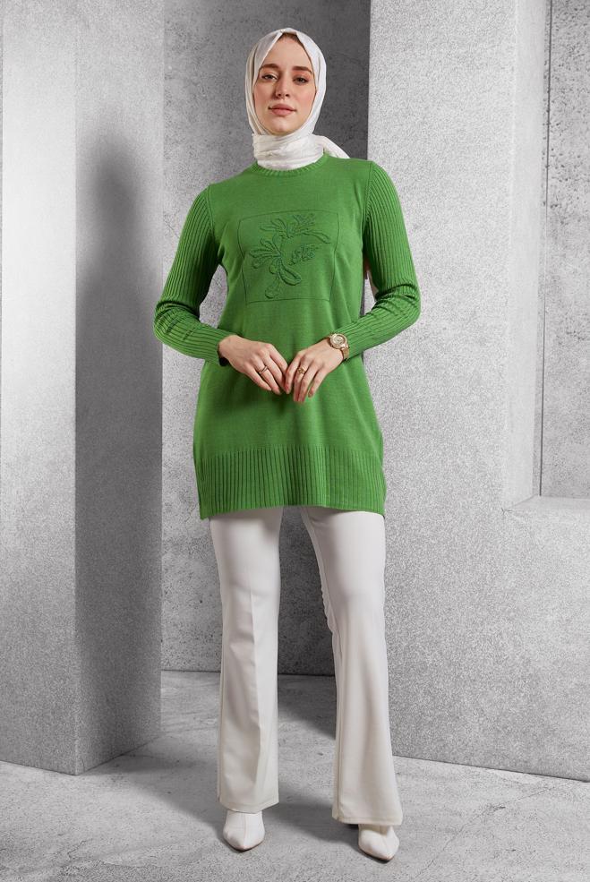 Hijab clothing GREEN KNITWEAR TUNIC 44984 - ALVİNA