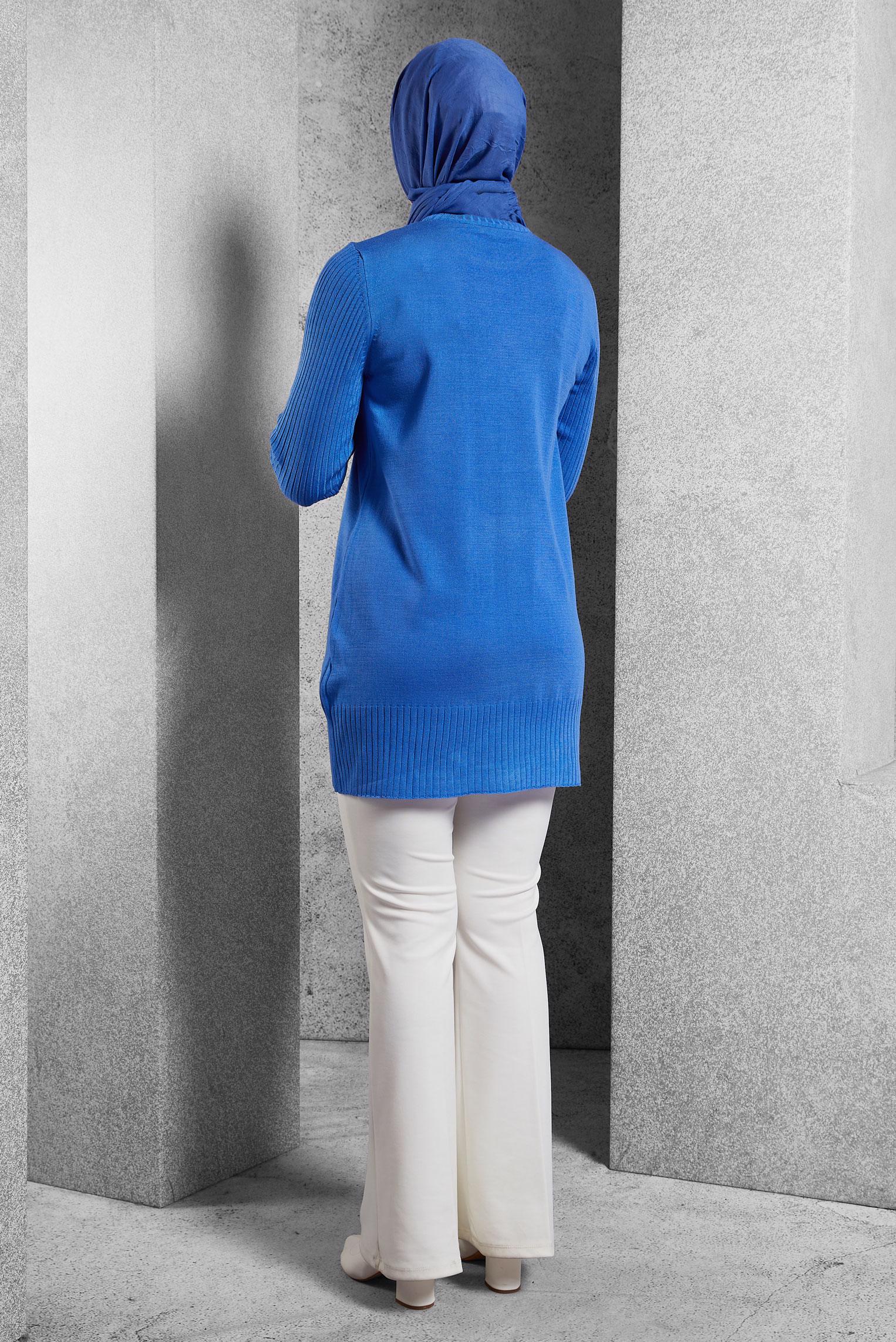 Vêtements hijab BLEU TUNIQUE EN TRICOT 44984