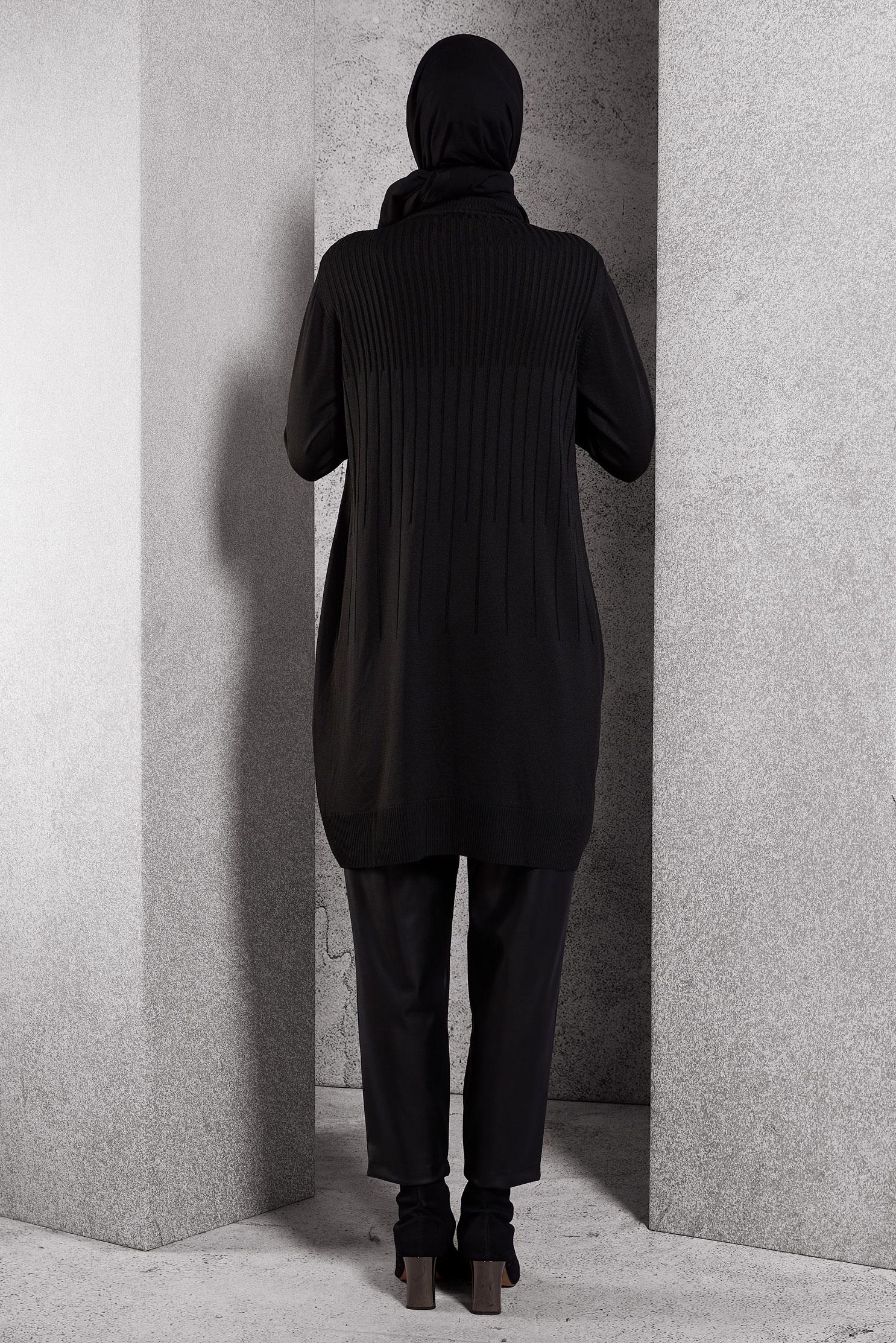 Tesettür giyim SİYAH TRİKO TUNİK 44986