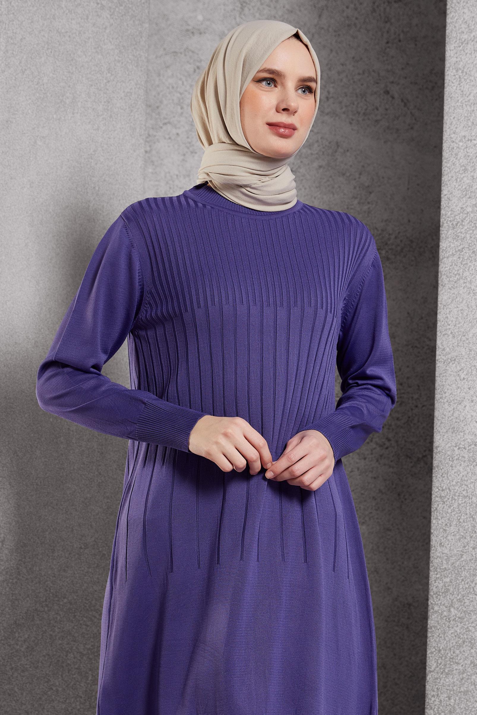 Tesettür giyim MOR TRİKO TUNİK 44986