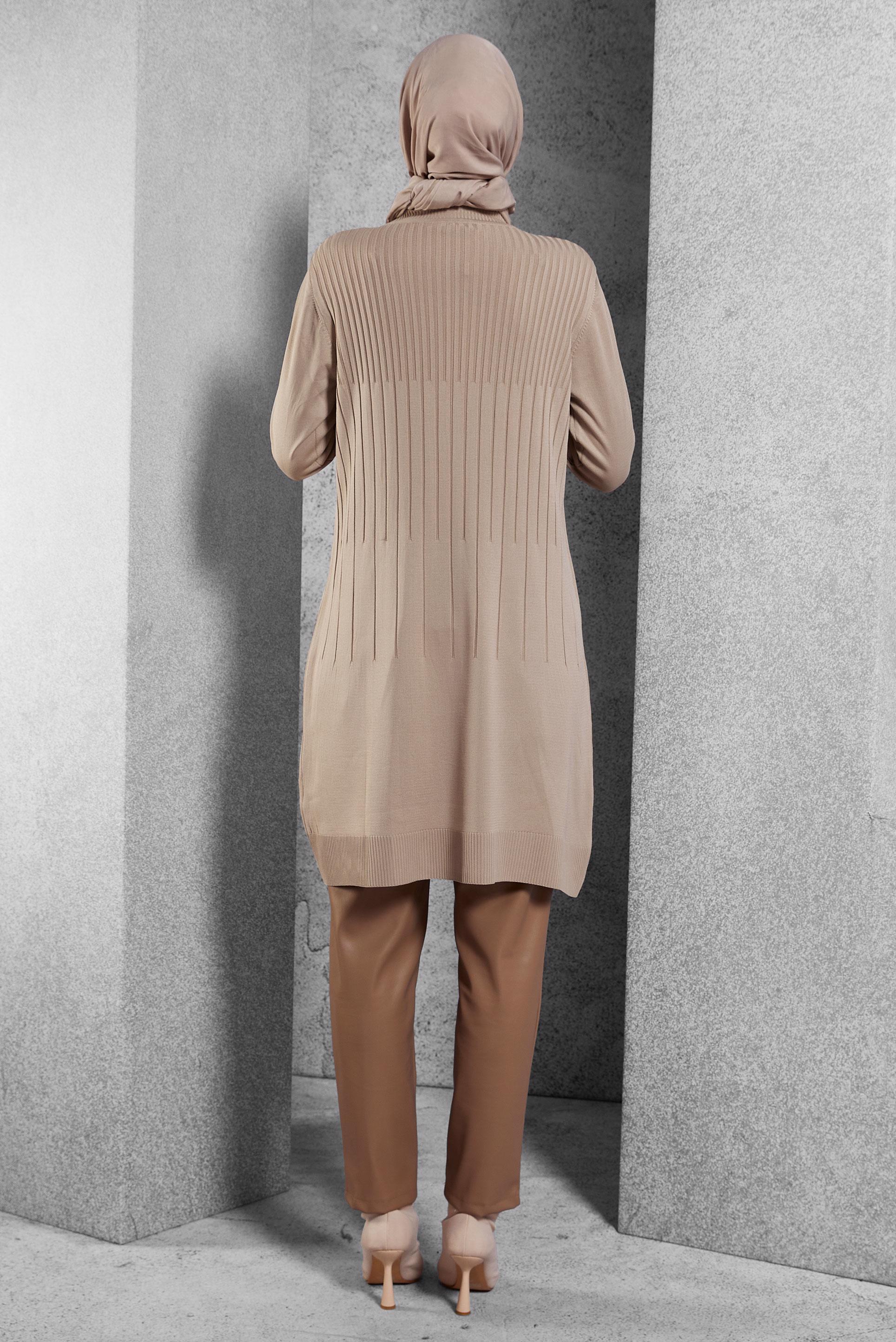 Tesettür giyim BEJ TRİKO TUNİK 44986