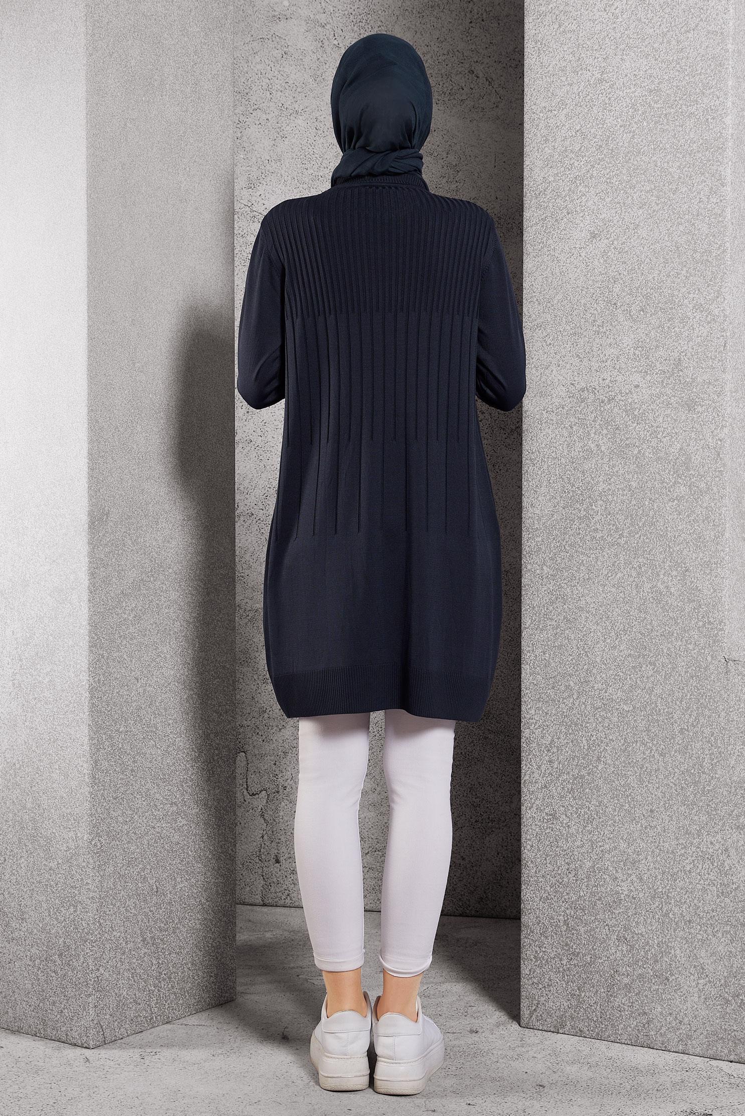 Tesettür giyim LACİVERT TRİKO TUNİK 44986