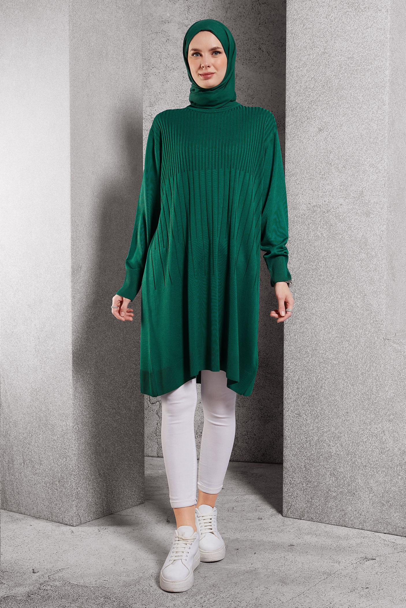 Tesettür giyim MAVİ TRİKO TUNİK 44986