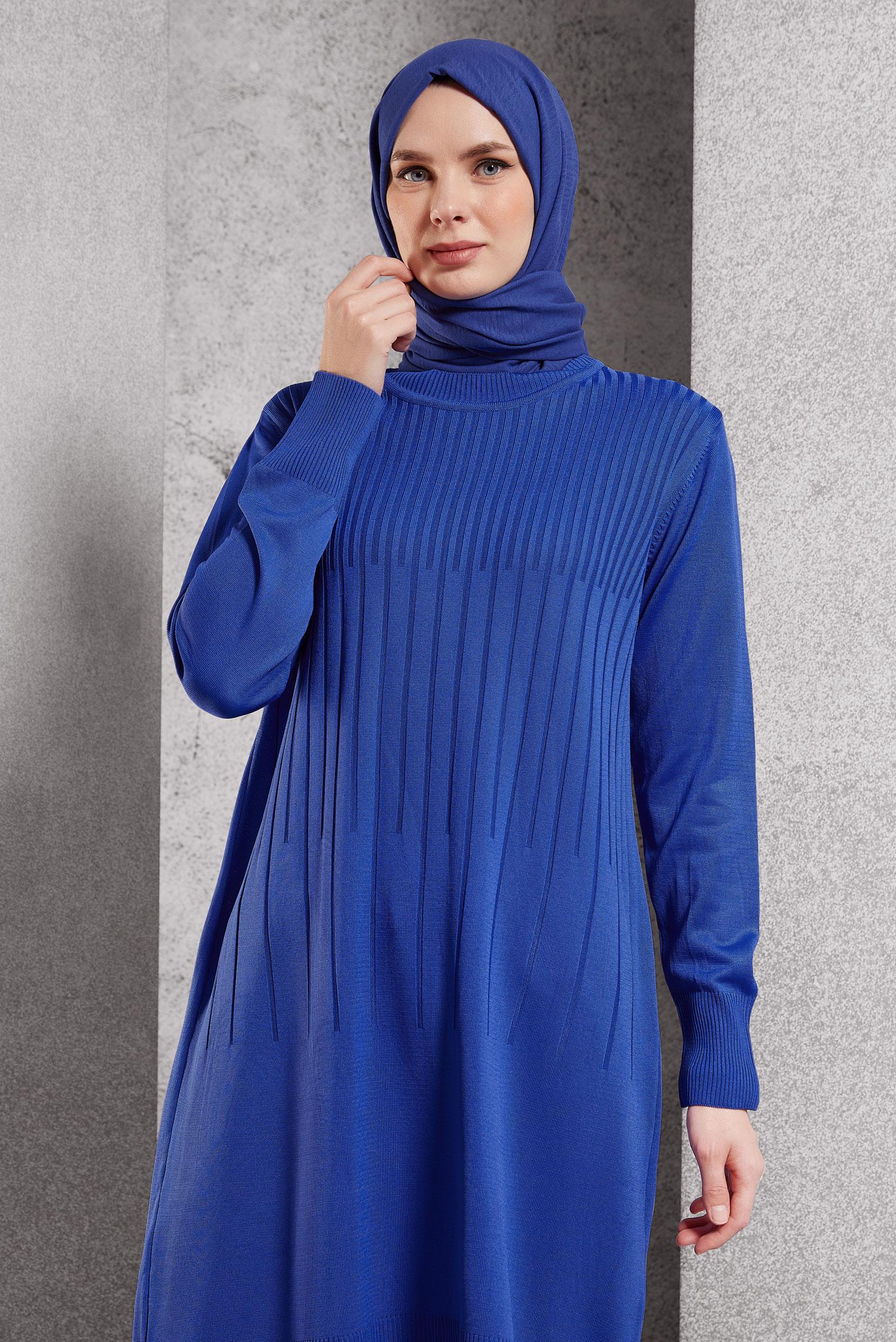 Tesettür giyim LACİVERT TRİKO TUNİK 44986