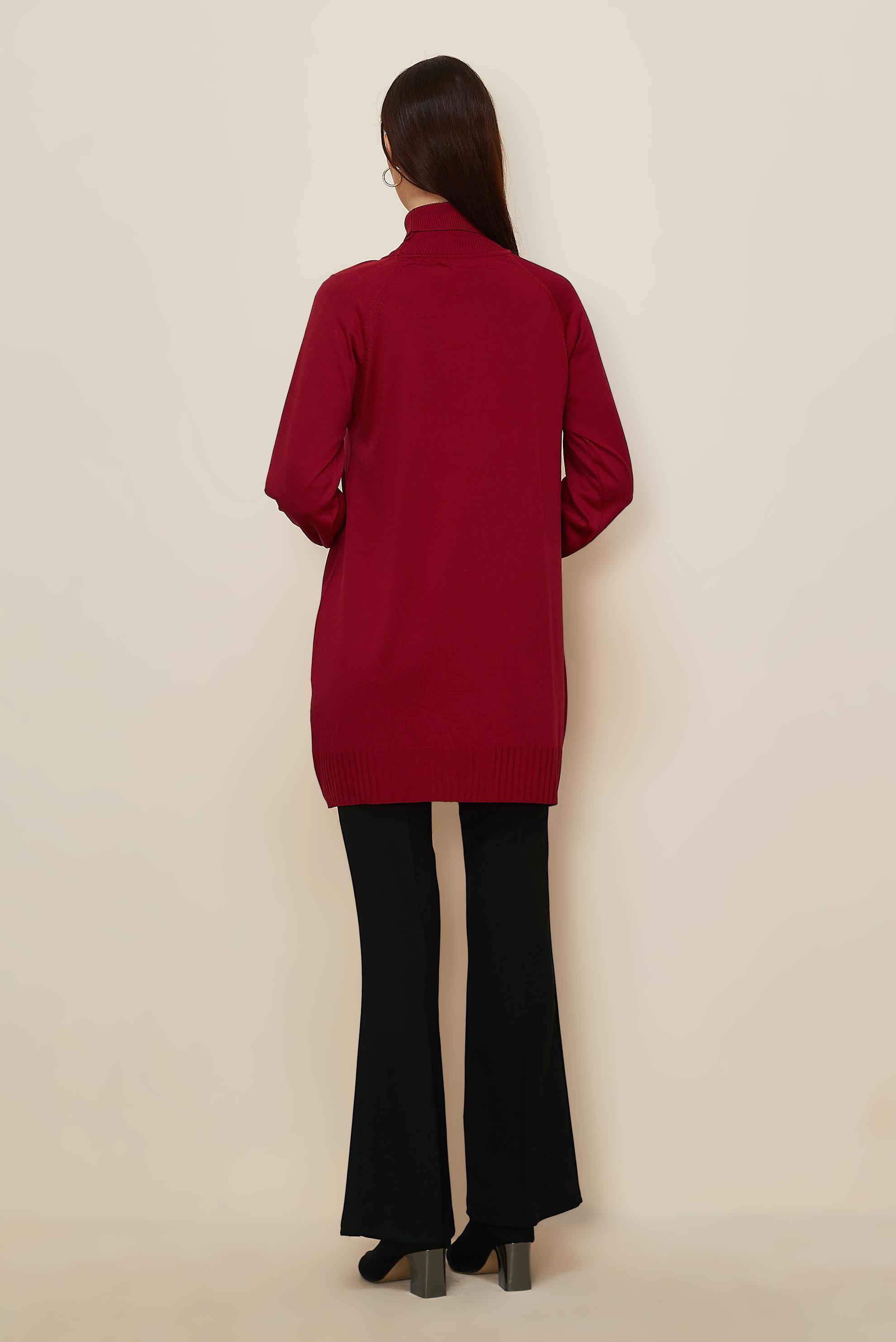 Vêtements hijab ROUGE TUNIQUE EN TRICOT AVEC BROCHE 44987