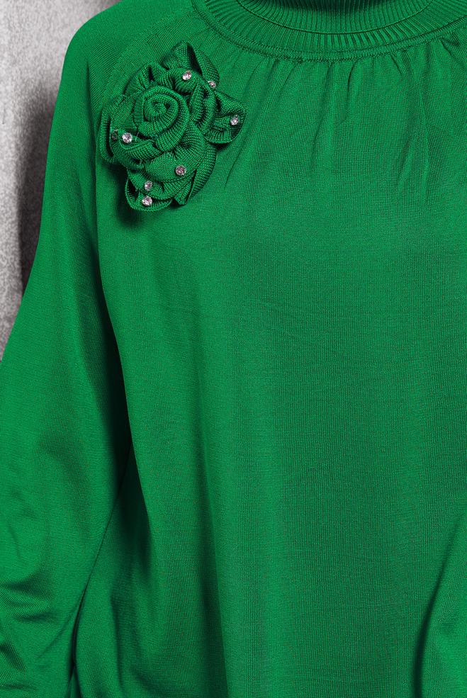 Vêtements hijab VERT TUNIQUE EN TRICOT AVEC BROCHE 44987 - ALVİNA