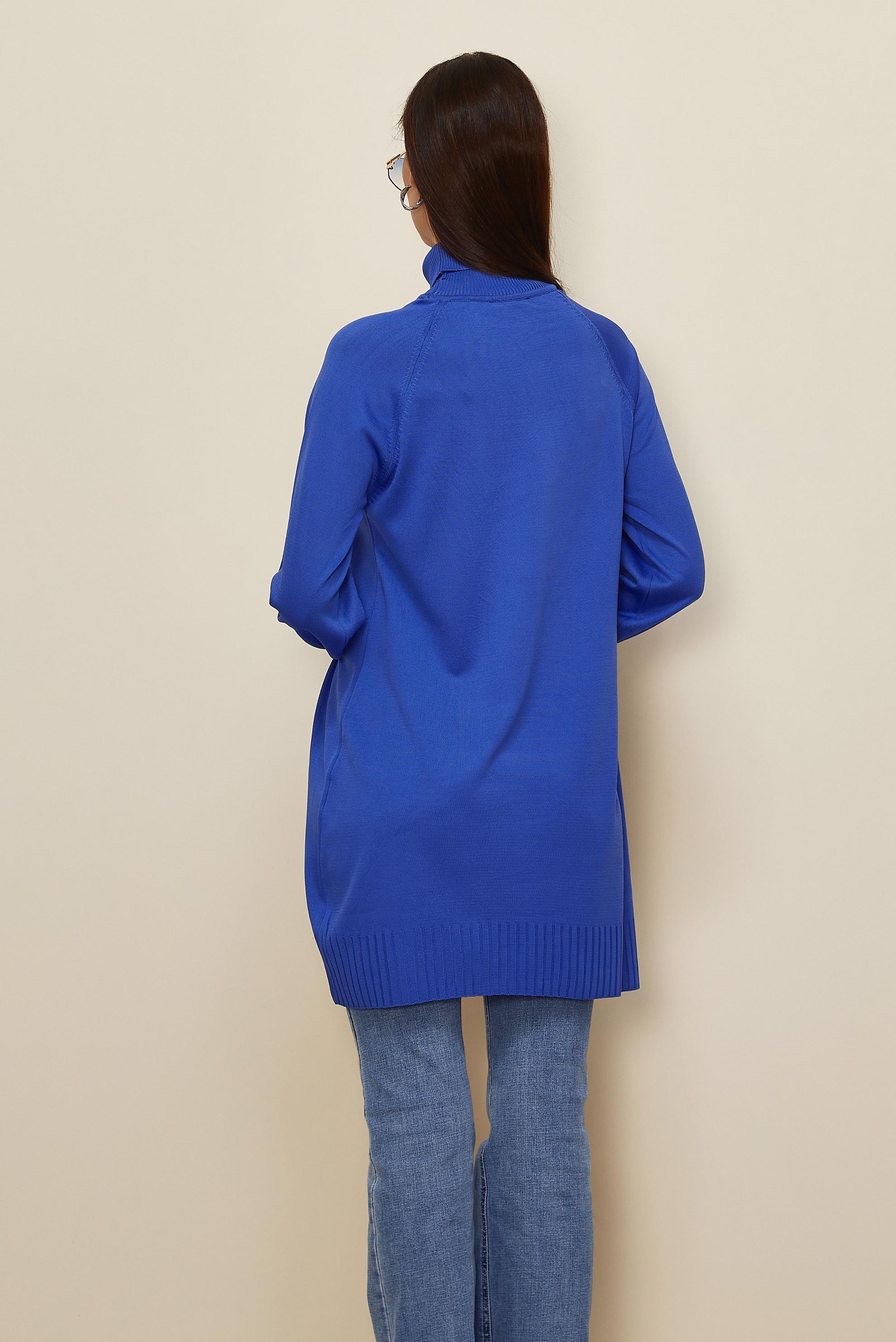 Vêtements hijab BLEU MARINE TUNIQUE EN TRICOT AVEC BROCHE 44987