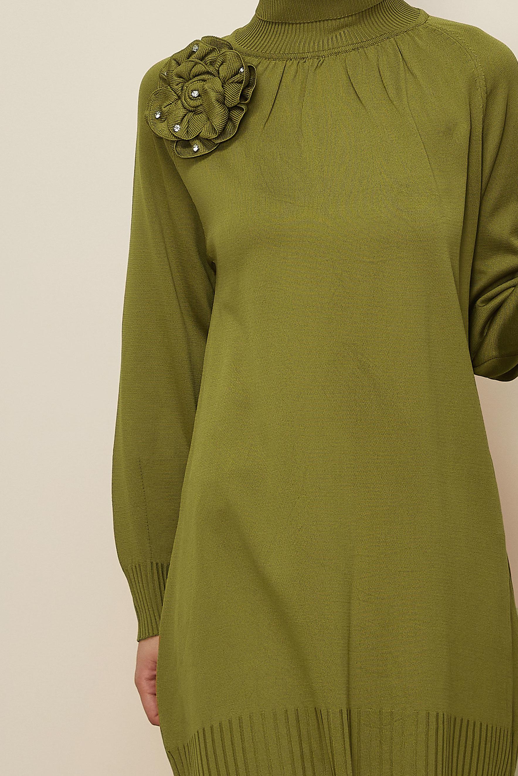 Vêtements hijab VERT TUNIQUE EN TRICOT AVEC BROCHE 44987