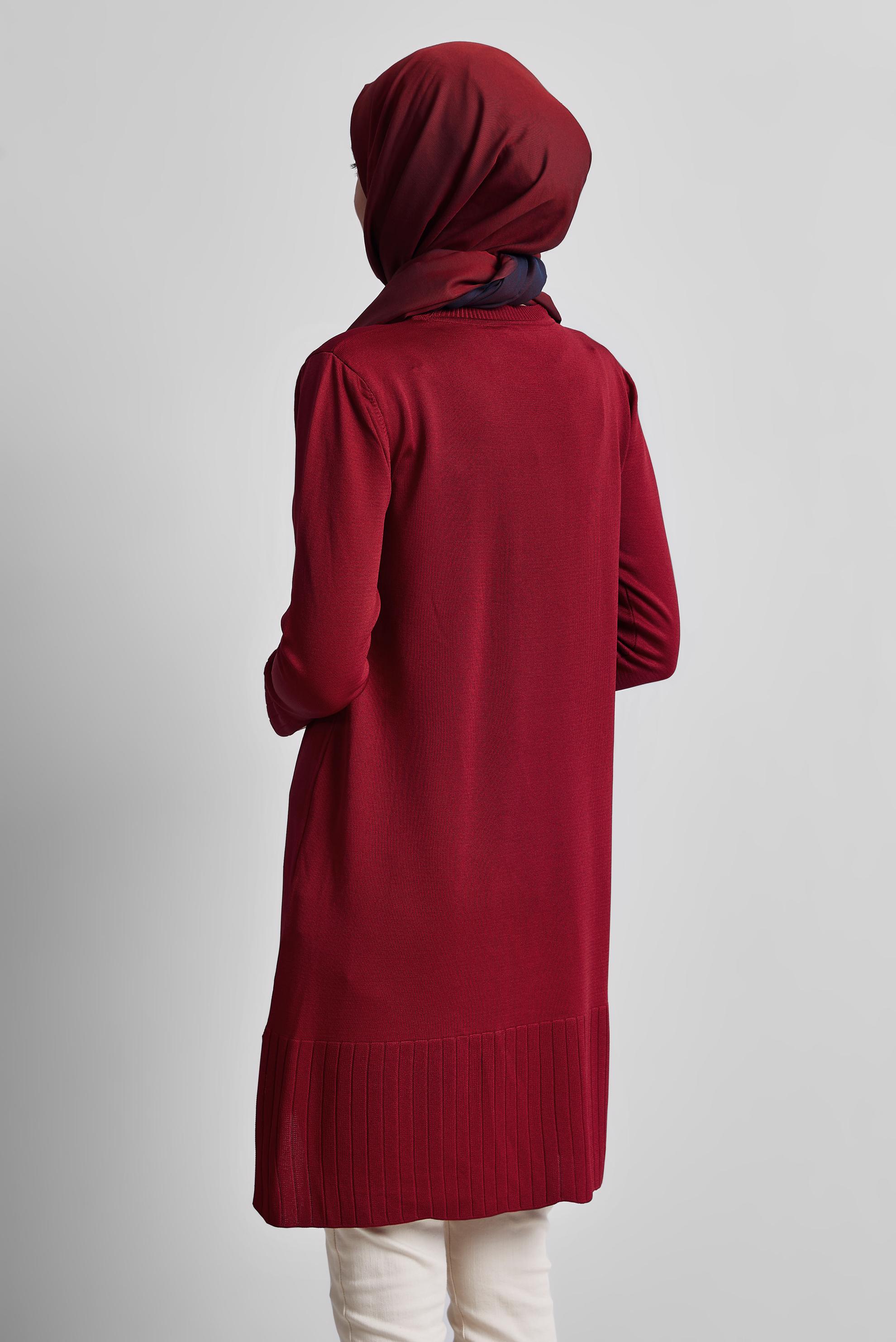 Tesettür giyim KIRMIZI TESETTÜR TRİKO TUNİK 44988