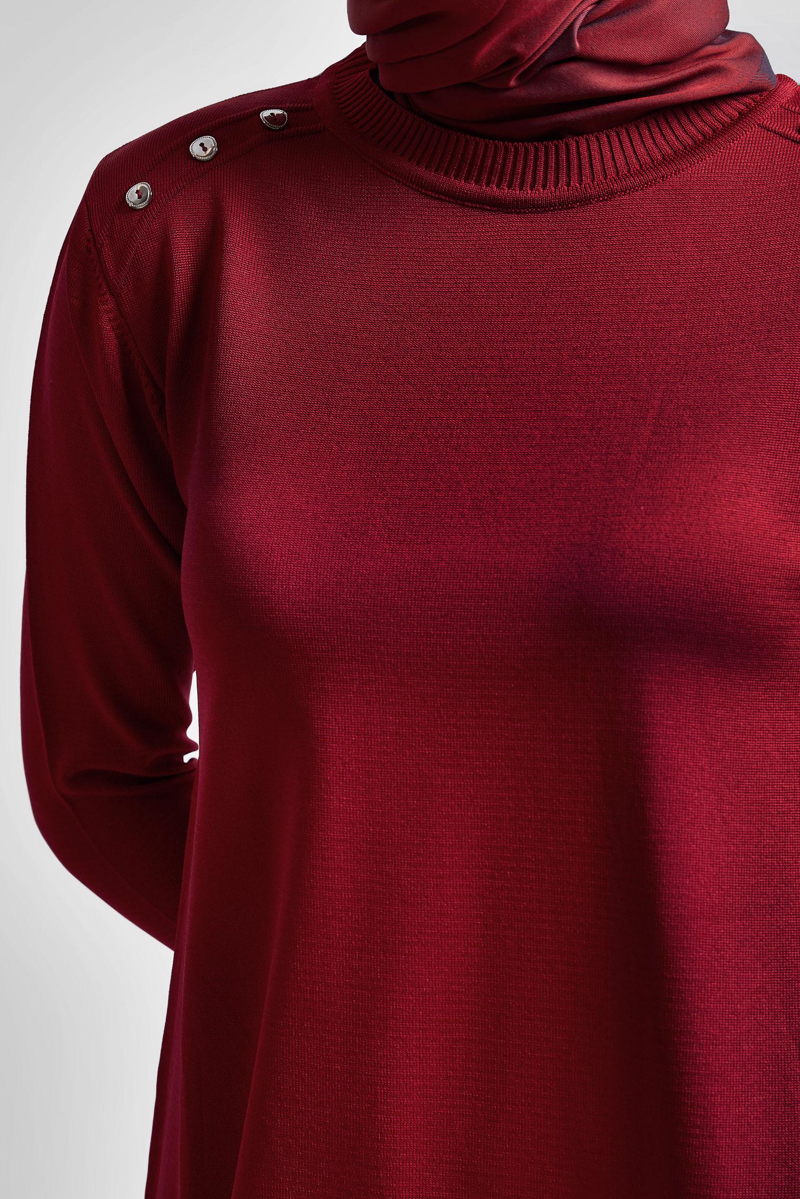 Tesettür giyim KIRMIZI TESETTÜR TRİKO TUNİK 44988