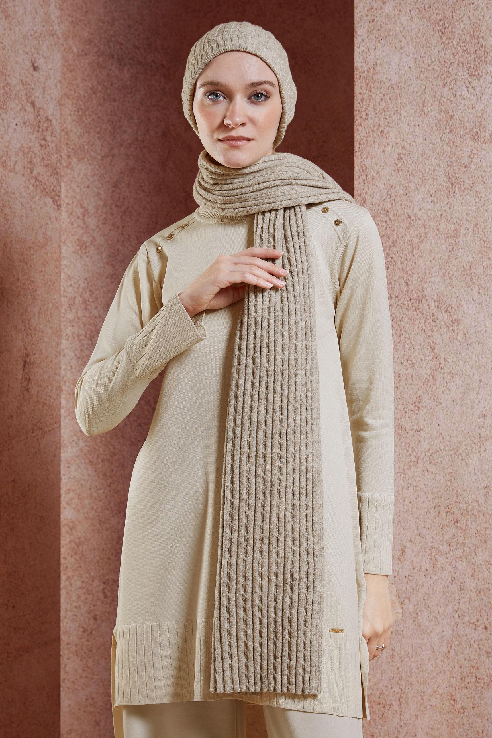 Tesettür giyim BEJ TESETTÜR TRİKO TUNİK 44988