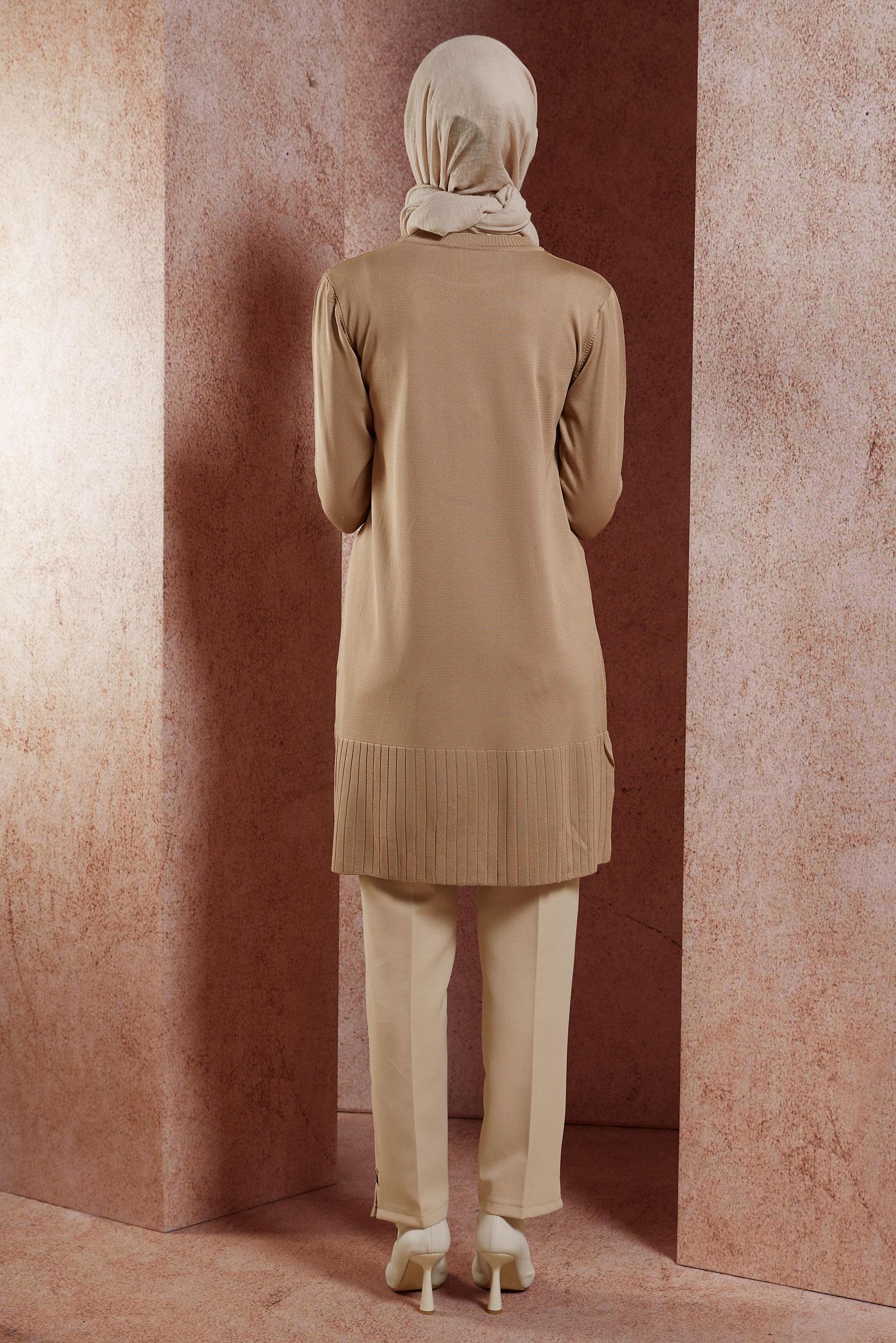 Tesettür giyim KAHVE TESETTÜR TRİKO TUNİK 44988