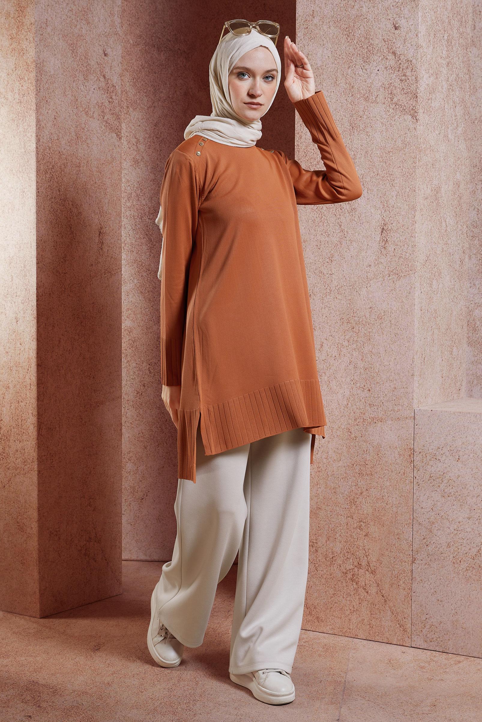 Tesettür giyim TURUNCU TESETTÜR TRİKO TUNİK 44988